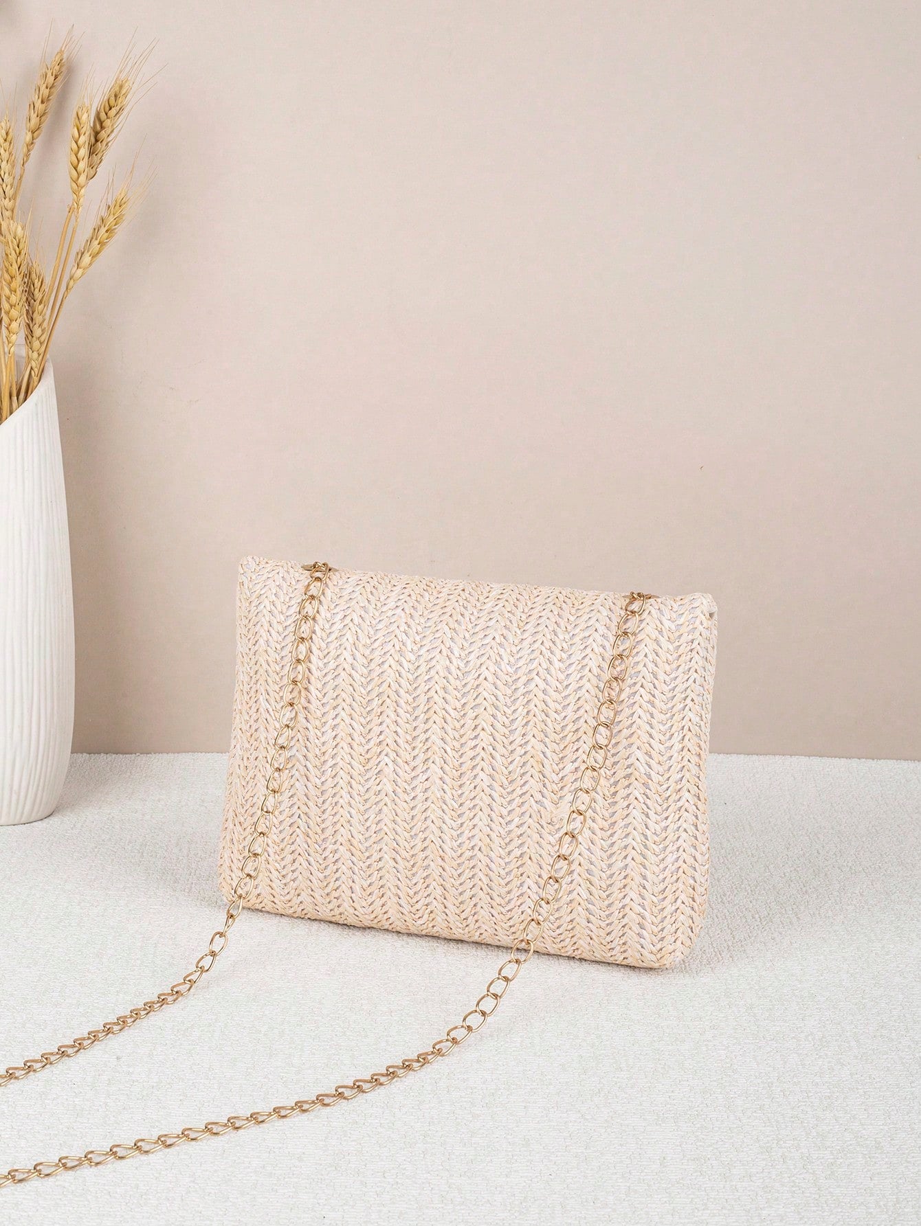 Colorful Woven Shoulder Bag, Women's Small Square Bag, Casual Beach Bag, Large Capacity, Spring/Summer