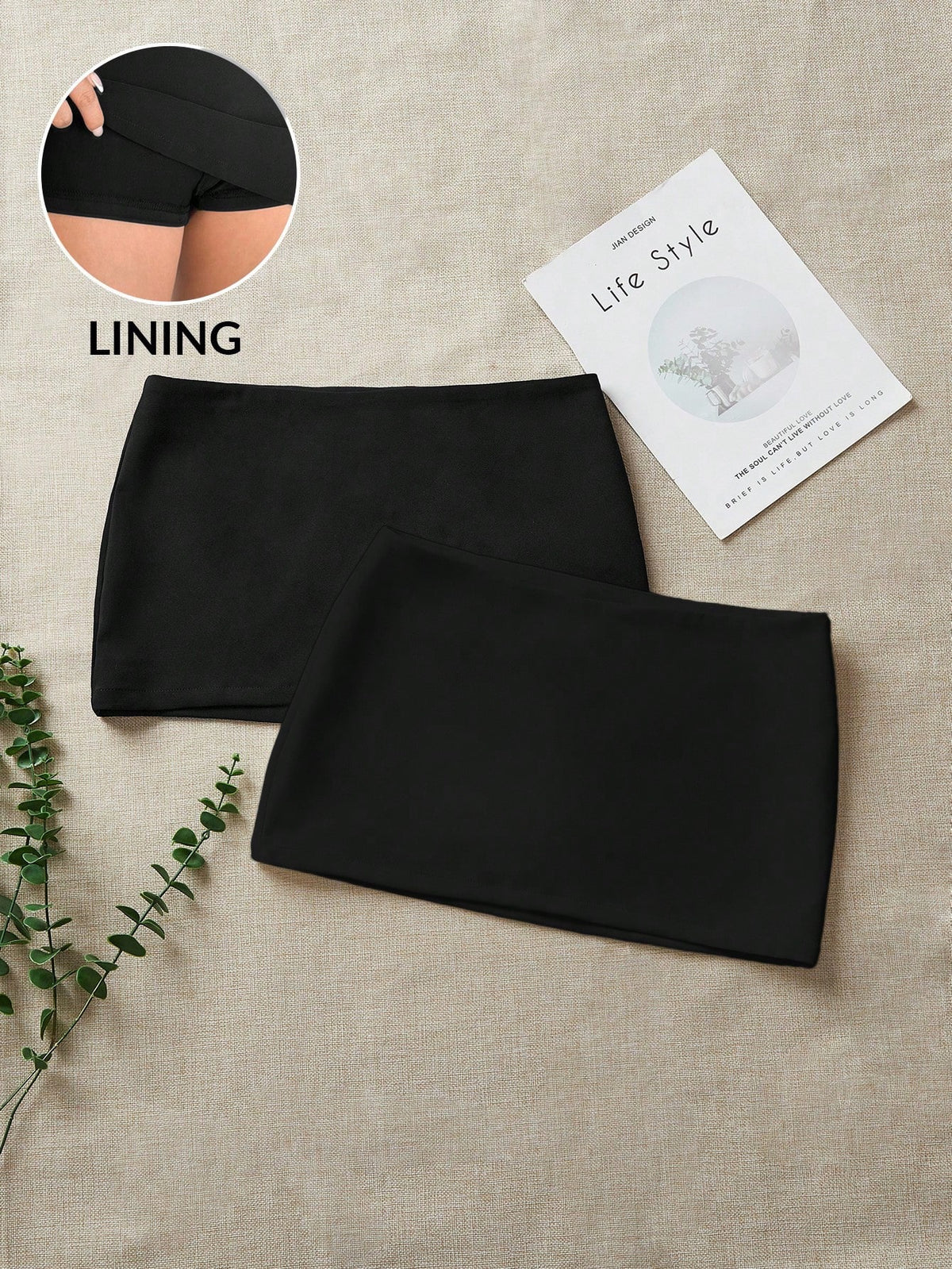 Comfortcana 2pcs/Set Women's Woven Super Skirt With Leggings Anti-Flashing Skort, Spring/Summer