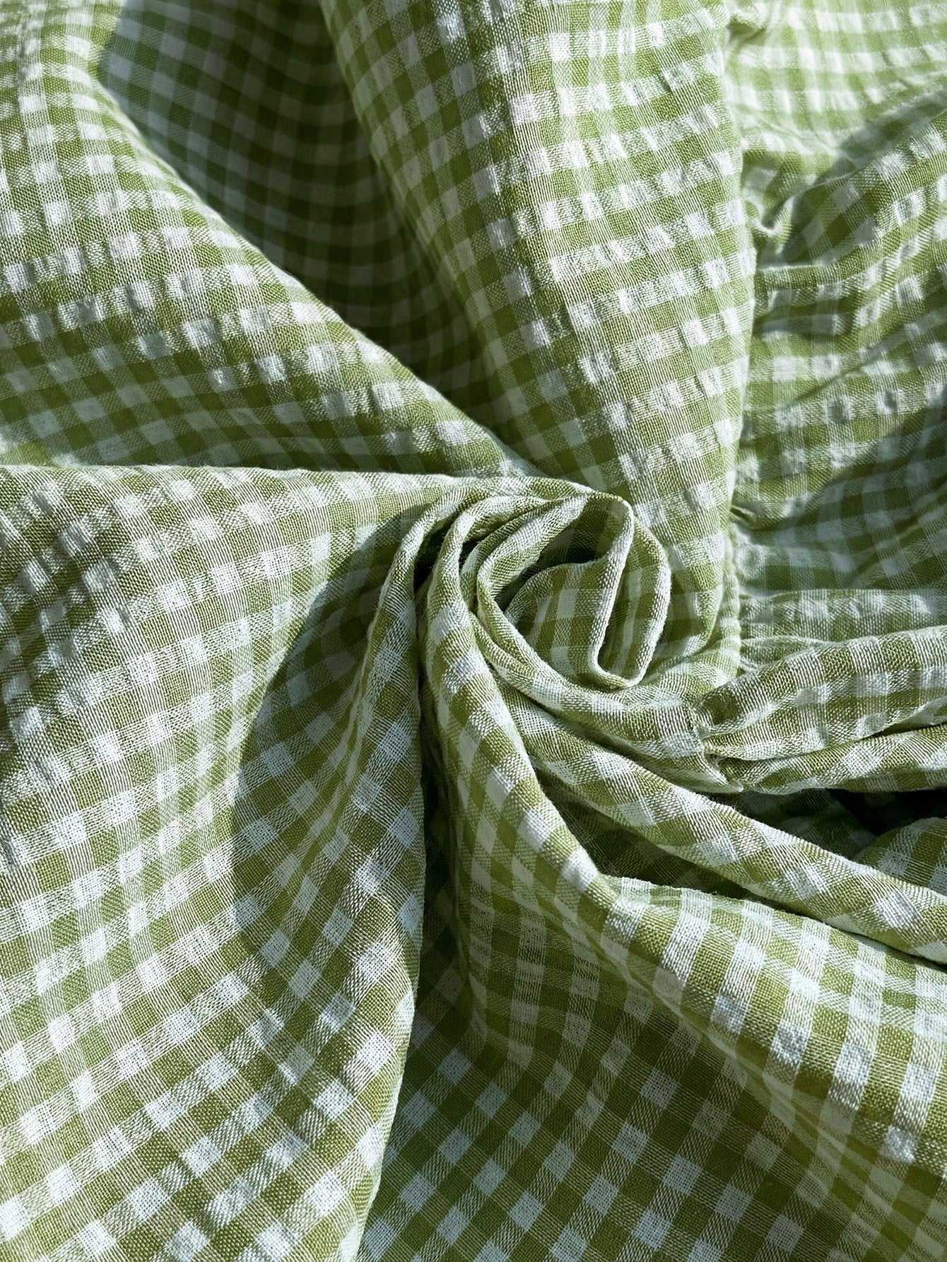 Comfortcana Mint Green & White Plaid Short Sleeve Casual Plus Size Women Shirt