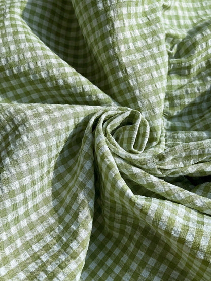 Comfortcana Mint Green & White Plaid Short Sleeve Casual Plus Size Women Shirt