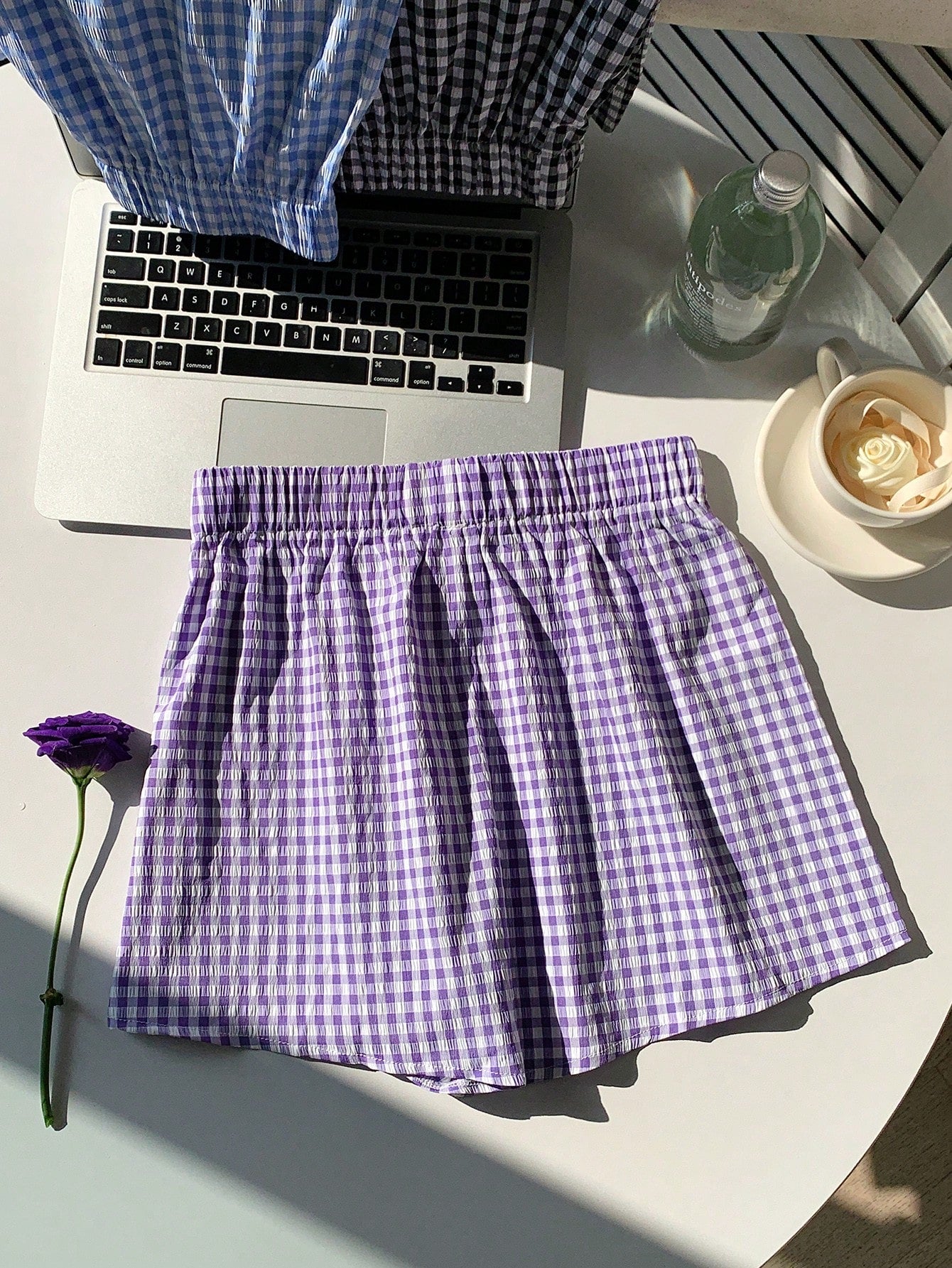 Comfortcana Plaid Casual Shorts With Elastic Waist