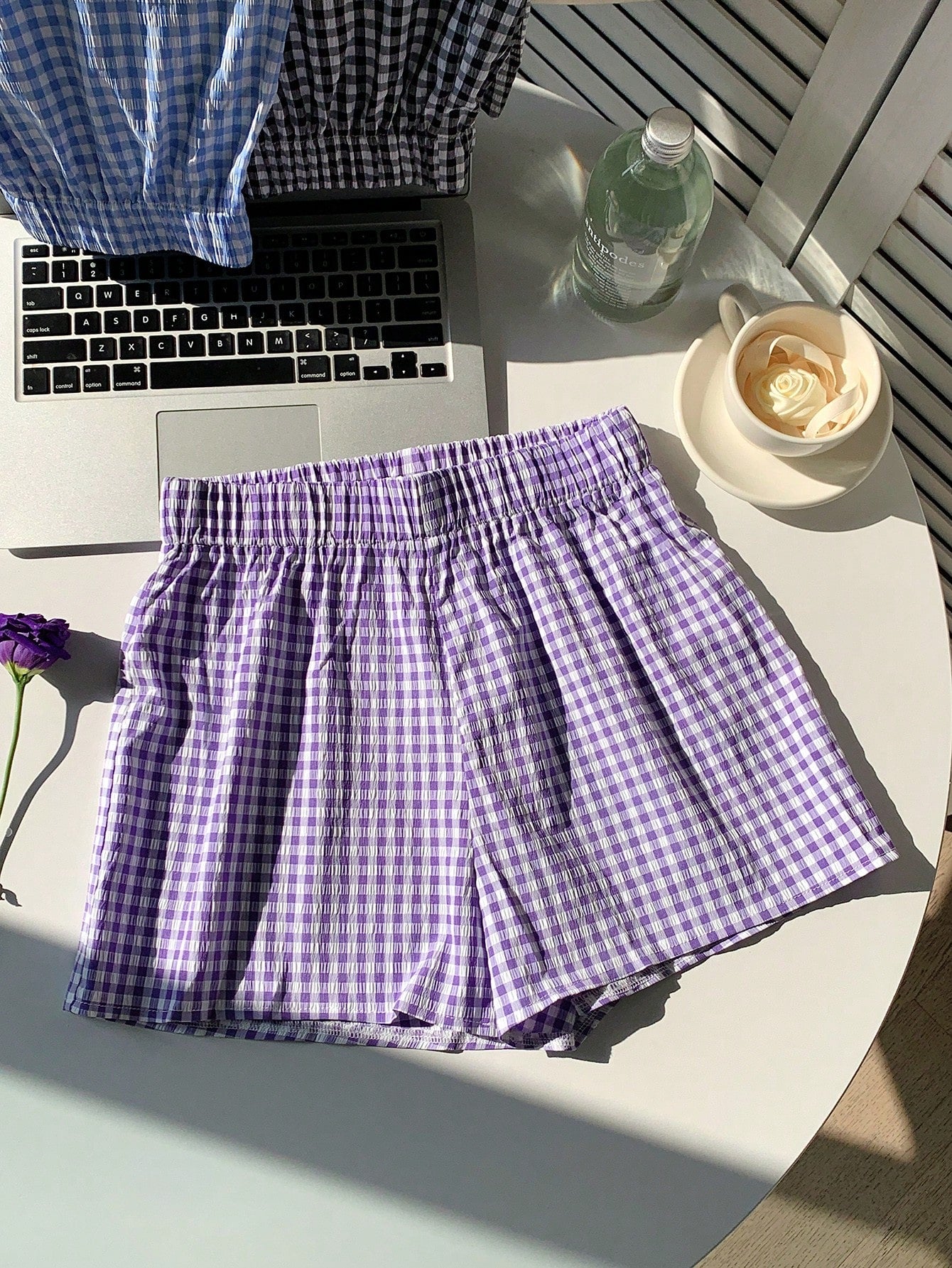 Comfortcana Plaid Casual Shorts With Elastic Waist