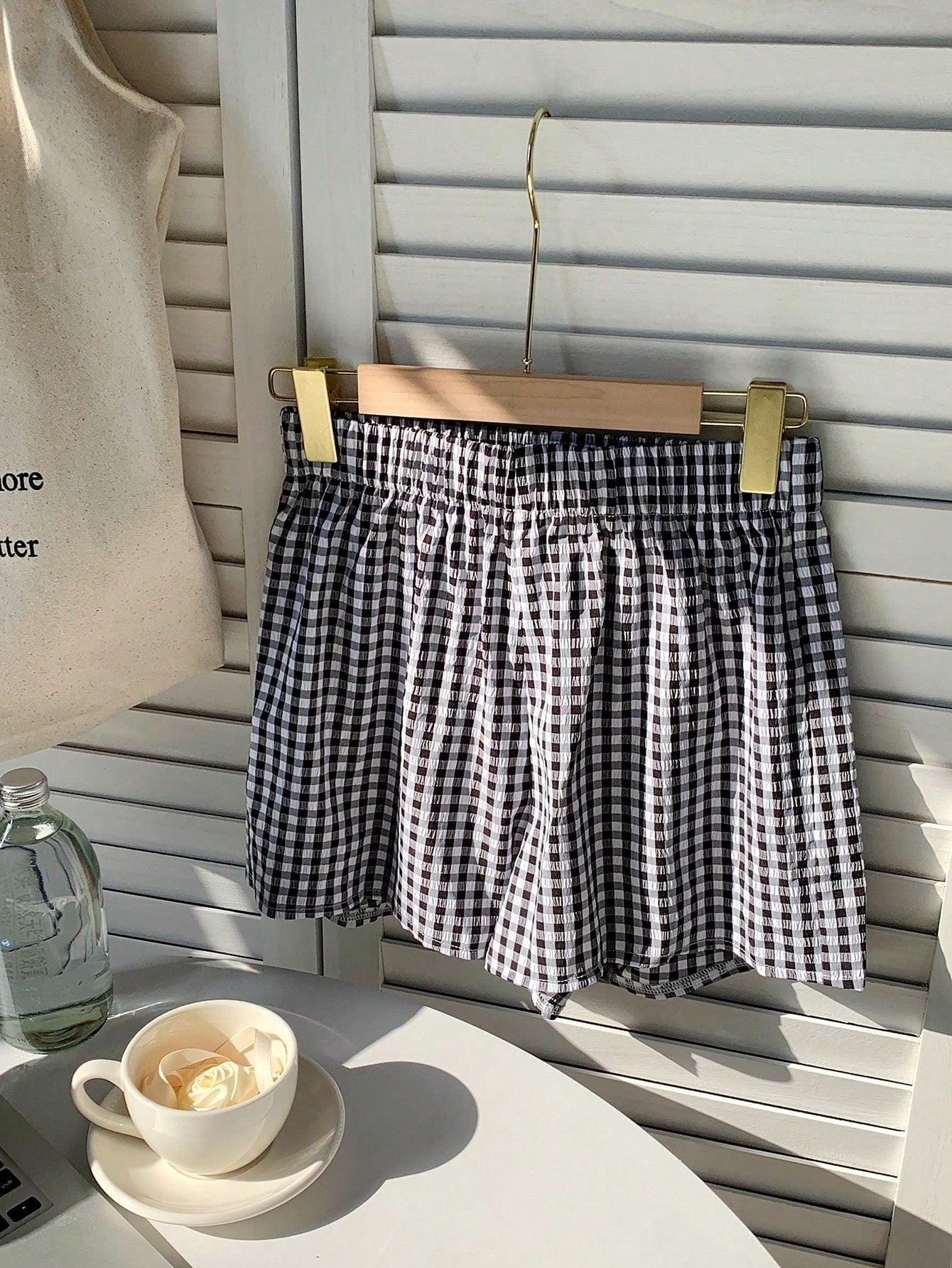 Comfortcana Plaid Casual Shorts With Elastic Waist