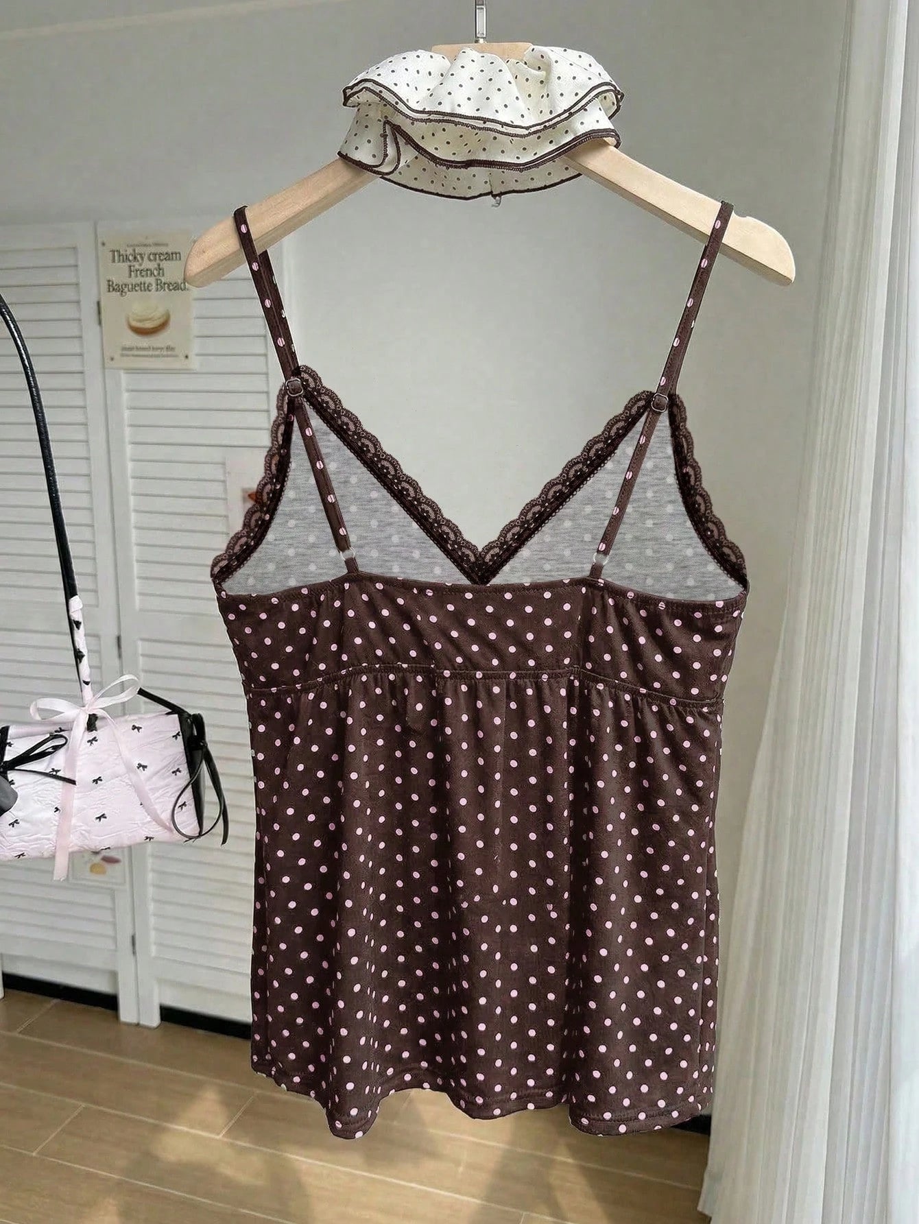 Comfortcana Plus Size Sexy Brown Polka Dot Print Camisole