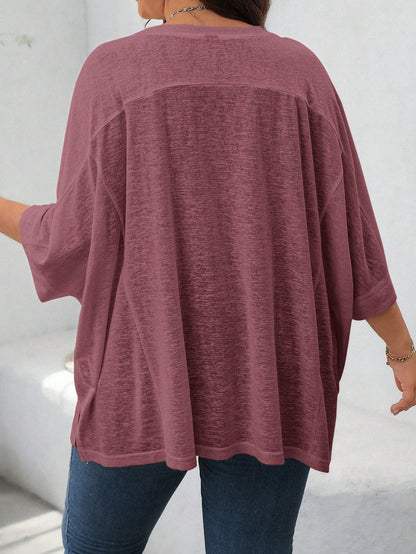 Comfylo Casual Loose Fit Basic Short Sleeve Plus Size T-Shirt, Summer