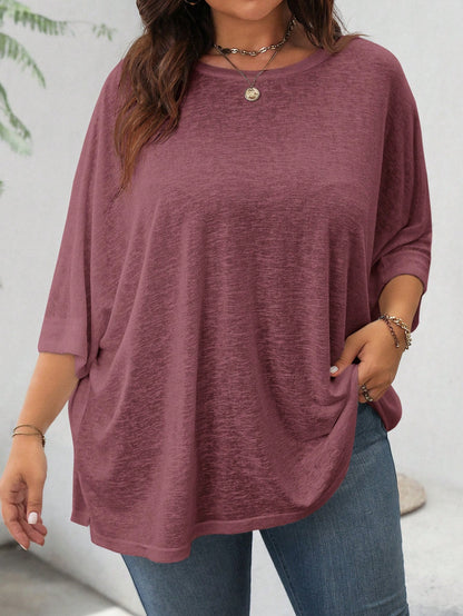 Comfylo Casual Loose Fit Basic Short Sleeve Plus Size T-Shirt, Summer