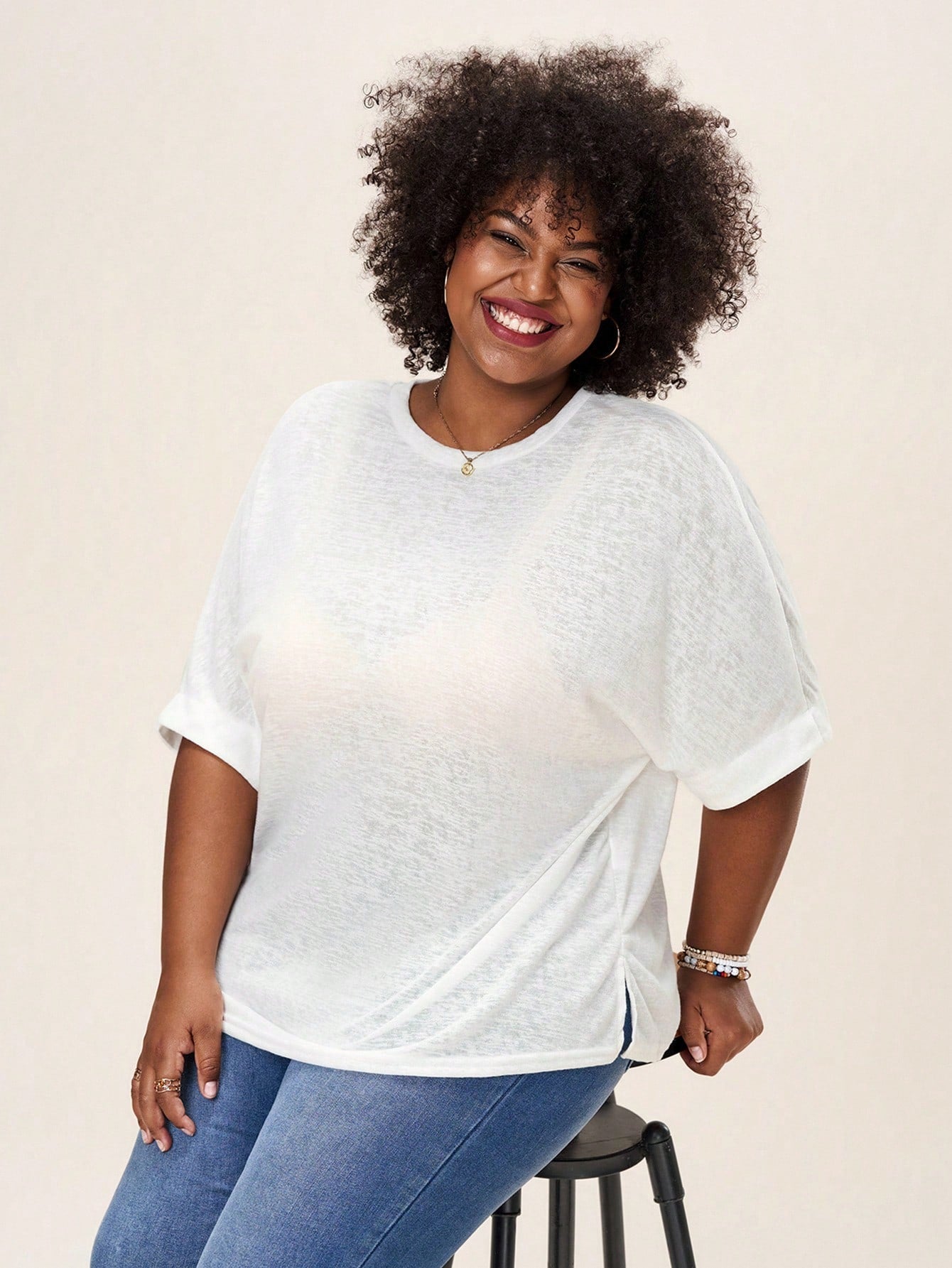 Comfylo Casual Loose Fit Basic Short Sleeve Plus Size T-Shirt, Summer
