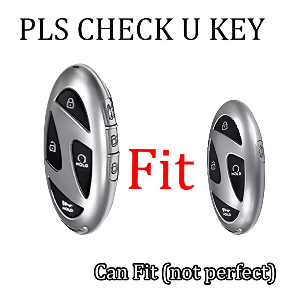 Compatible With Oval Modern 5-Button/7-Button Car Remote Key Fob, Electroplated Silver Edge TPU Full Coverage Protective Shell, Anti-Slip, Wear-Resistant, Anti-Drop, Dust-Proof, Minimalist Black Key C