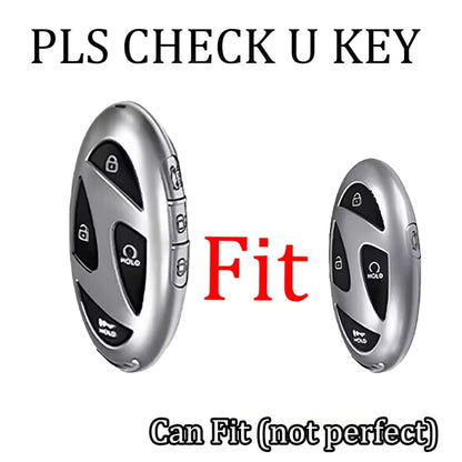 Compatible With Oval Modern 5-Button/7-Button Car Remote Key Fob, Electroplated Silver Edge TPU Full Coverage Protective Shell, Anti-Slip, Wear-Resistant, Anti-Drop, Dust-Proof, Minimalist Black Key C