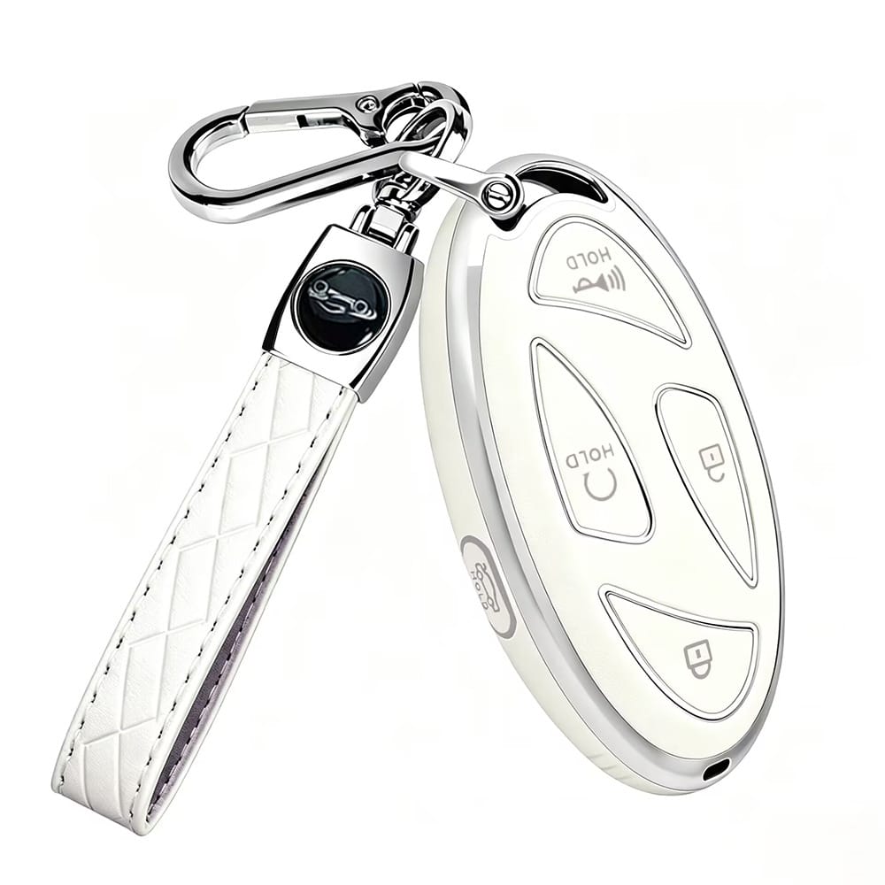 Compatible With Oval Modern 5-Button/7-Button Car Remote Key Fob, Electroplated Silver Edge TPU Full Coverage Protective Shell, Anti-Slip, Wear-Resistant, Anti-Drop, Dust-Proof, Minimalist Black Key C