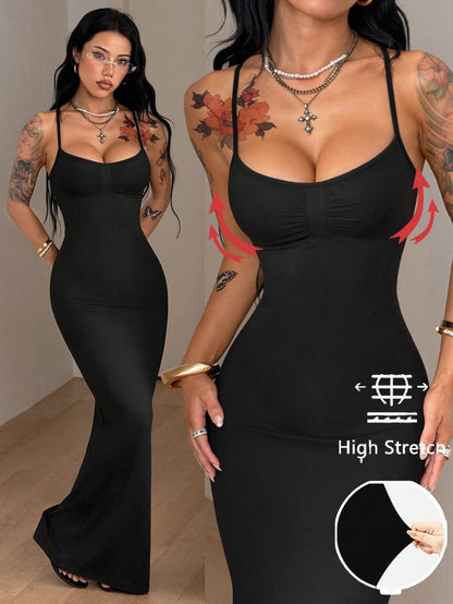 Coolane Women's Spring/Summer Cute Casual Daily Outing Date Elastic Long Dress