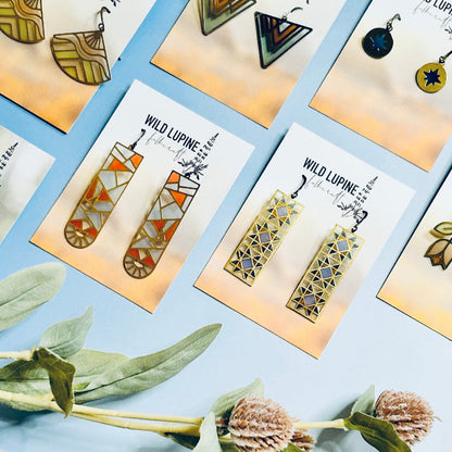 Corialis // stained glass resin earrings