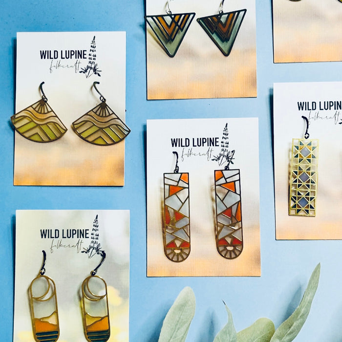 Corialis // stained glass resin earrings