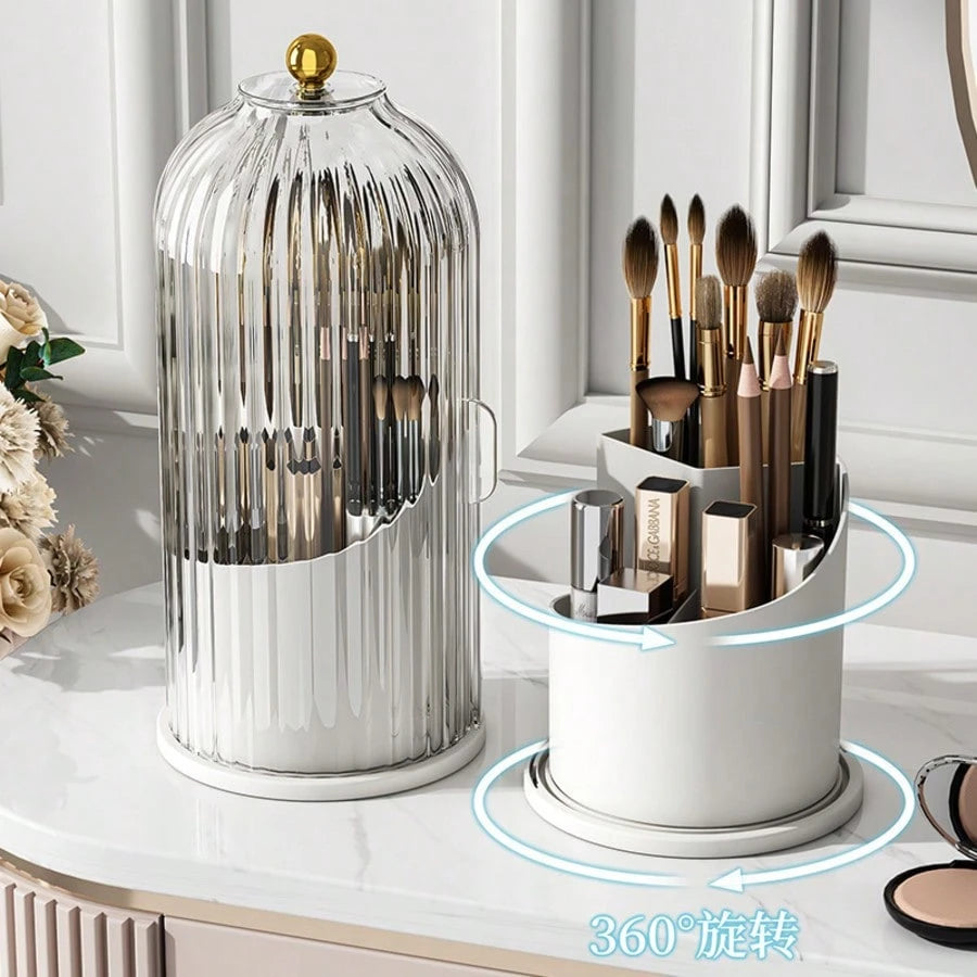 Cosmetics Storage Box, Rotating Makeup Brush Holder, Lipstick Container, Eyeshadow Applicator, Vanity Table Desktop, Eyebrow Pencil Holder, Brush Set, Pen Holder.