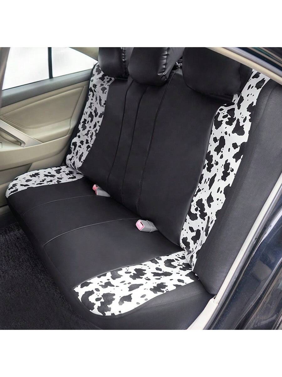 Cow Pattern Car Seat Cover Front Pairs Cover PVC Seat Cushion Airbag Compatible Universal Fit Auto Accessories,Car Seat Cover Full Set