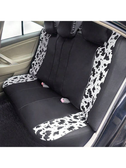 Cow Pattern Car Seat Cover Front Pairs Cover PVC Seat Cushion Airbag Compatible Universal Fit Auto Accessories,Car Seat Cover Full Set