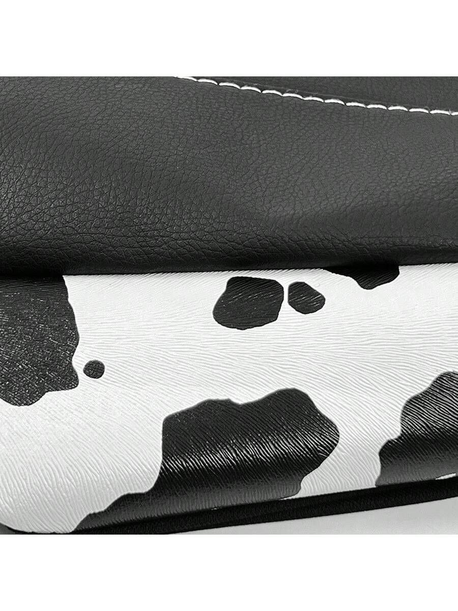 Cow Pattern Car Seat Cover Front Pairs Cover PVC Seat Cushion Airbag Compatible Universal Fit Auto Accessories,Car Seat Cover Full Set