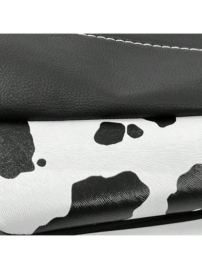 Cow Pattern Car Seat Cover Front Pairs Cover PVC Seat Cushion Airbag Compatible Universal Fit Auto Accessories,Car Seat Cover Full Set