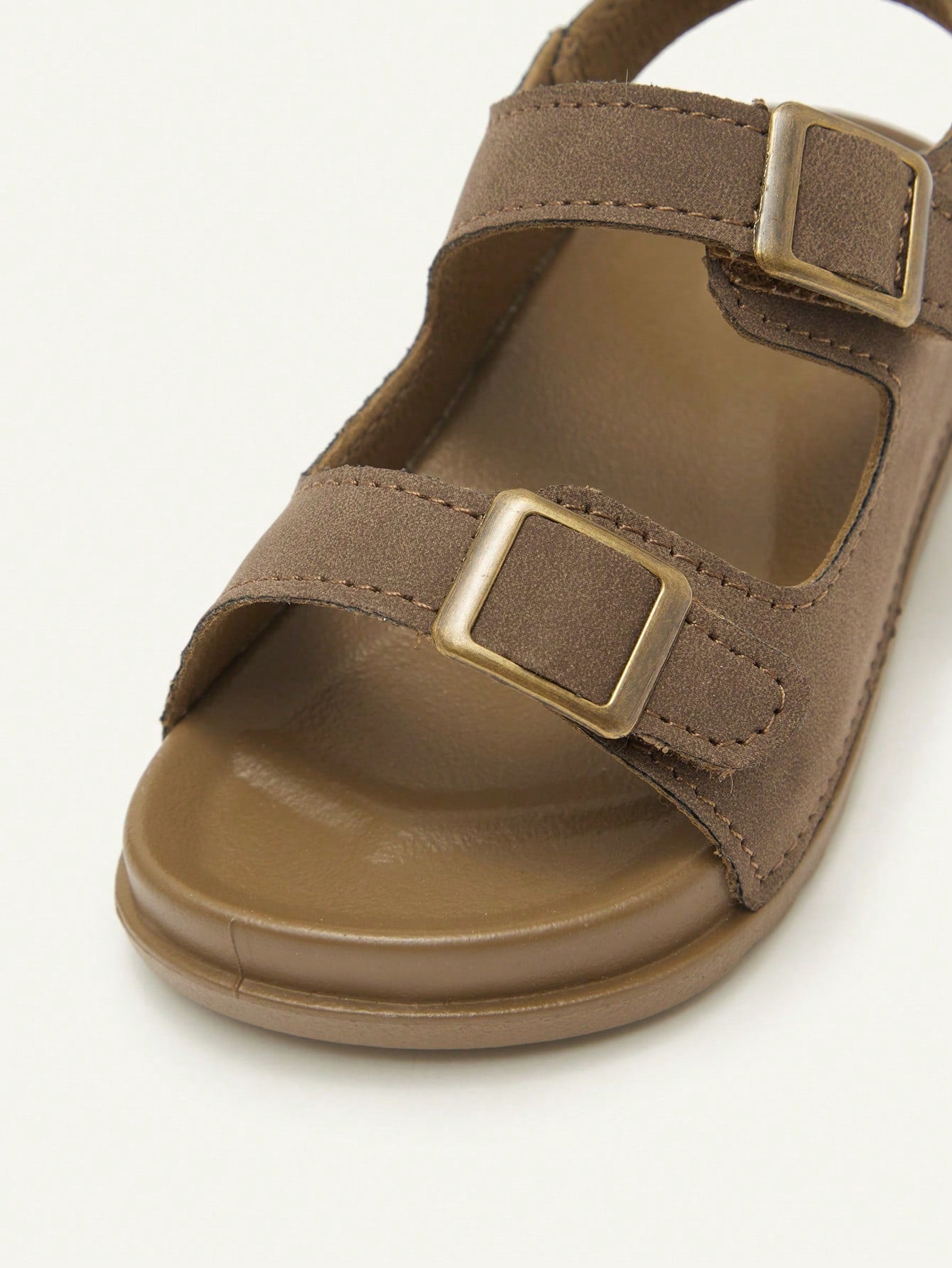 Cozy Pixies 1 Pair Brown Cute Toddler Hook And Loop Casual Fashion Versatile Boys Kids Soft Bottom Flat Sandals, Summer