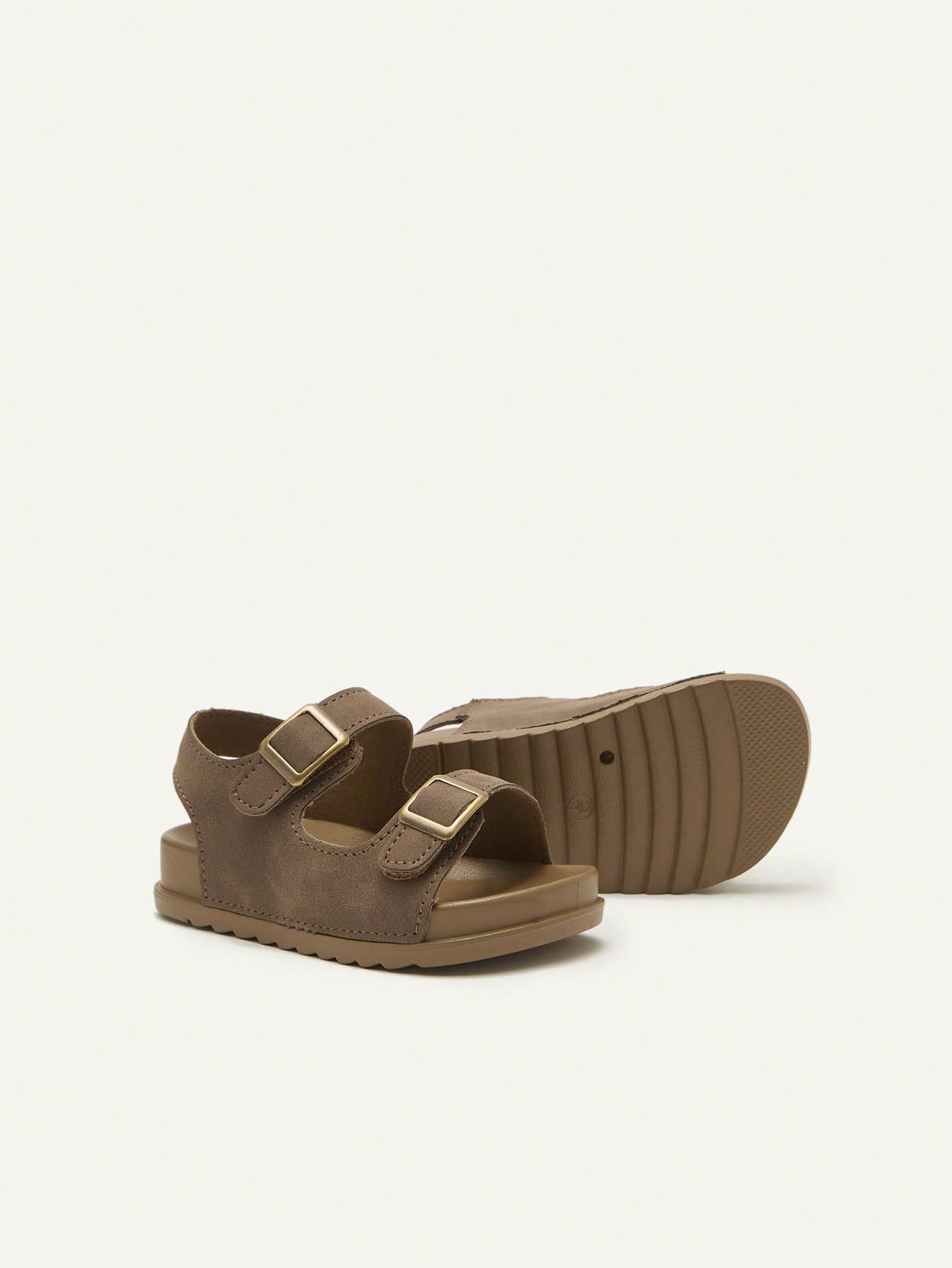 Cozy Pixies 1 Pair Brown Cute Toddler Hook And Loop Casual Fashion Versatile Boys Kids Soft Bottom Flat Sandals, Summer
