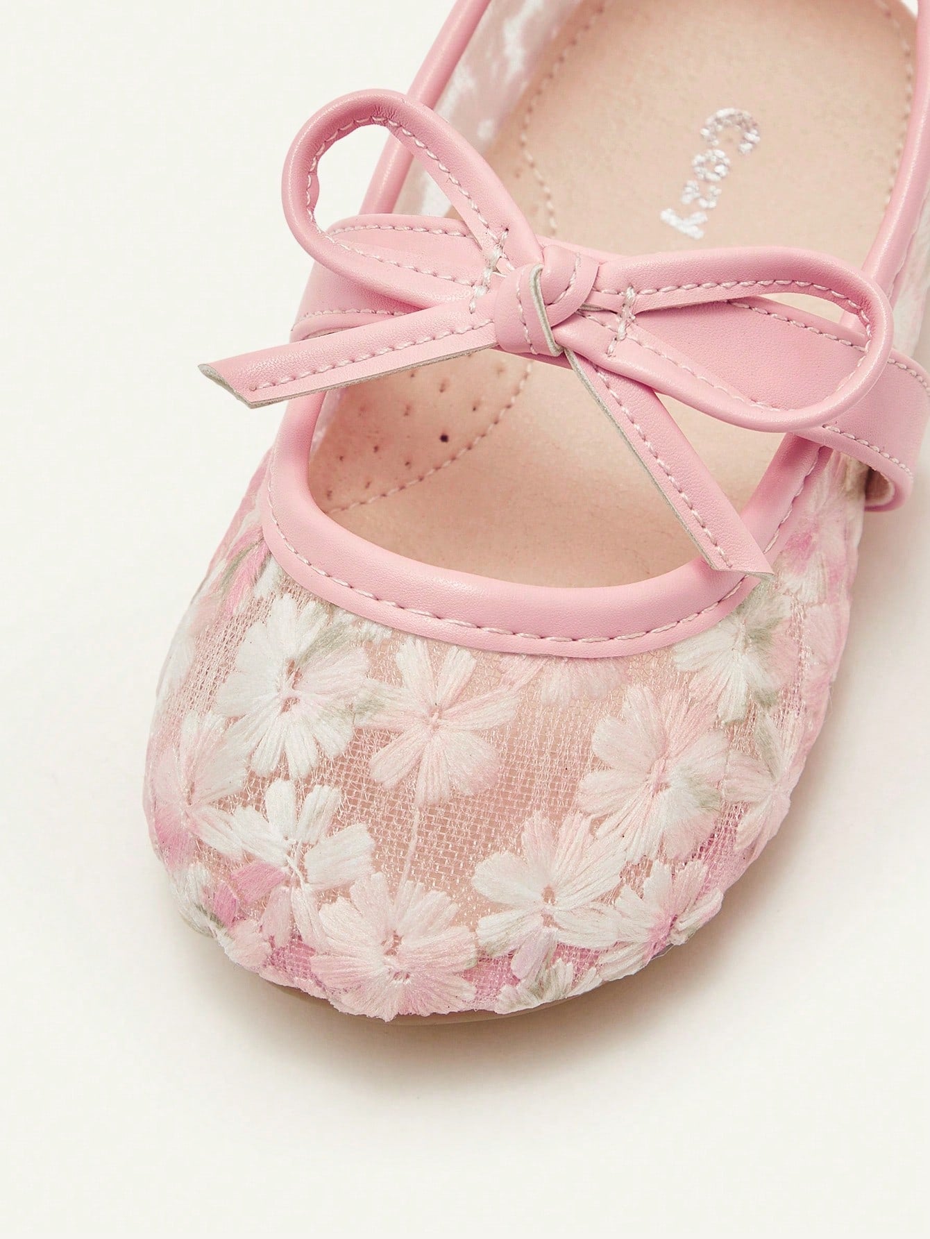 Cozy Pixies 1 Pair Spring/Summer Lace Cute Floral Mesh Bow Decor Flat Princess Shoes For Girls, Suitable For Wedding, Party, Gathering