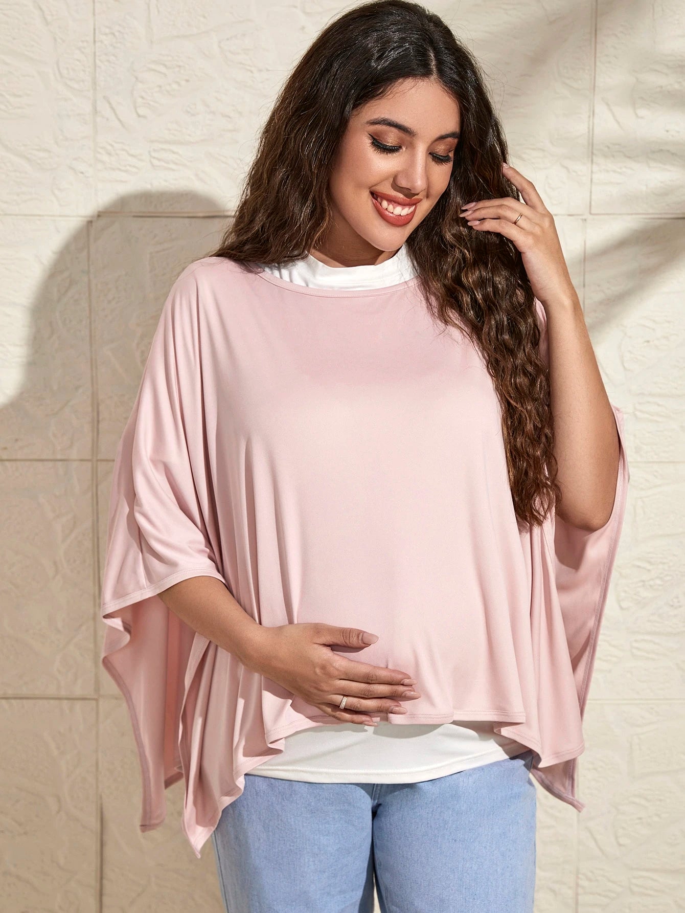 Cozy Pixies 1pc Pink Breathable Nursing Cover For Breastfeeding, Soft Pullover Nursing Shawl For Baby Feed
