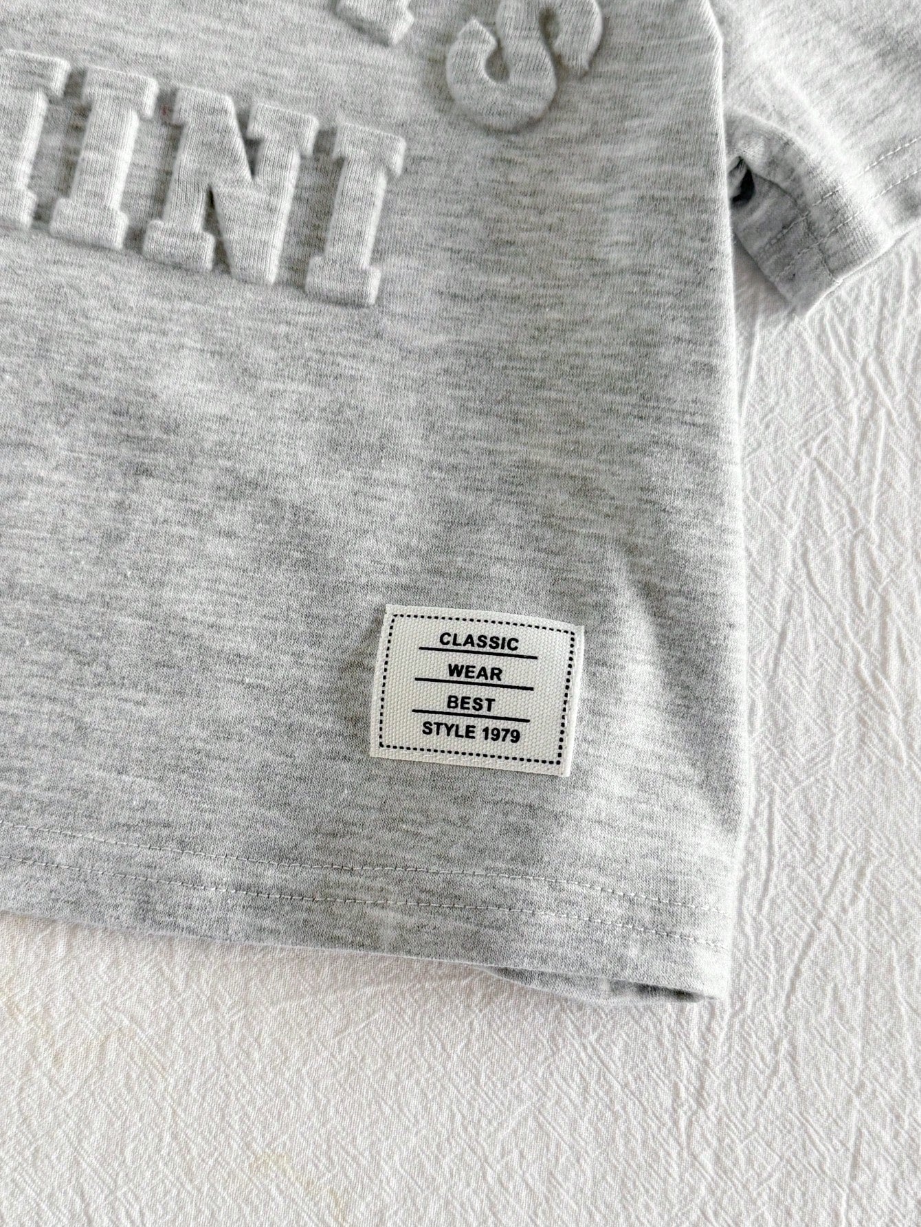 Cozy Pixies 2pcs Baby Boy Letter Pattern Knit Soft Round Neck Short Sleeve Top And Elastic Waist Pants Set