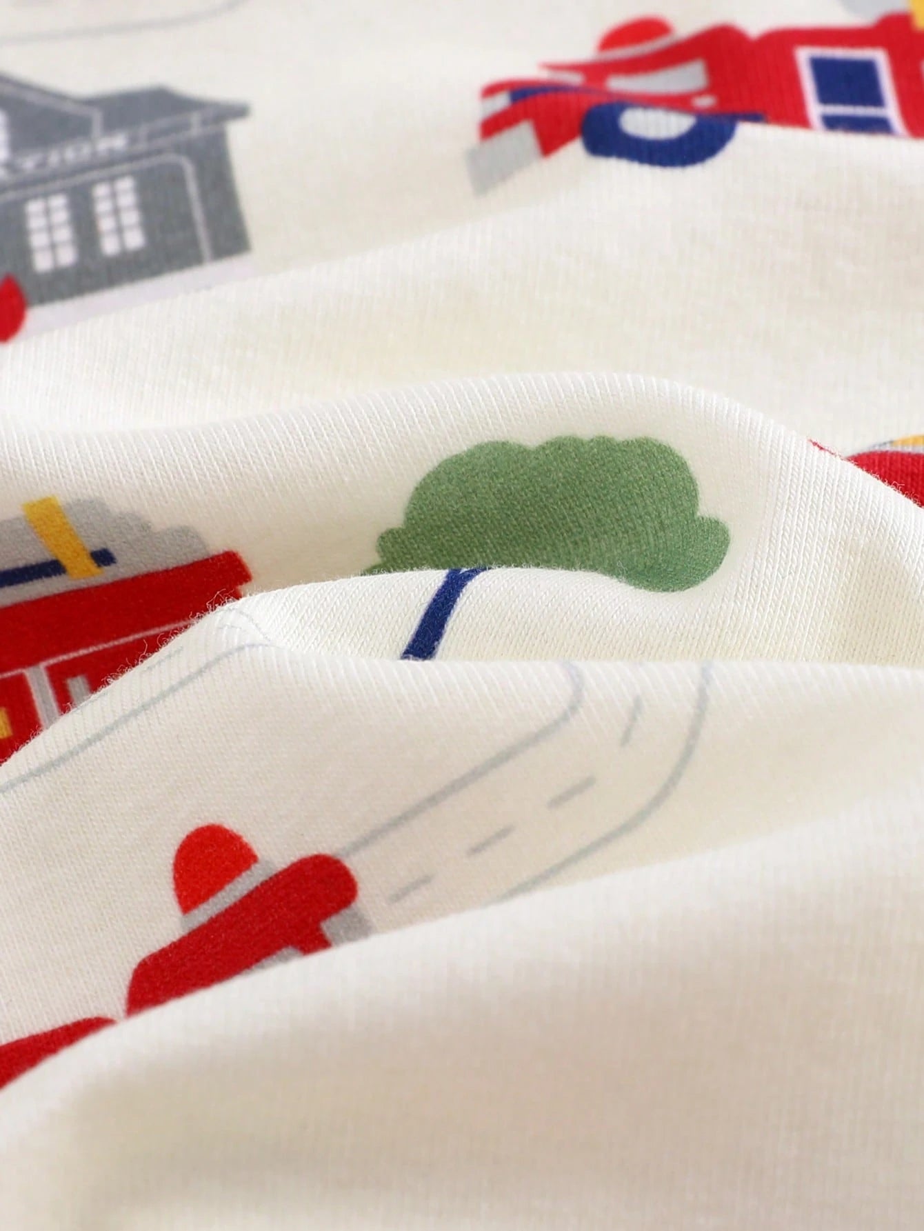 Cozy Pixies Baby Boy Cartoon Cars Print Colorblock Knit Soft Crew Neck Long Sleeve Top & Elastic Waist Long Pants Snug Fit 2 Pieces Pajamas