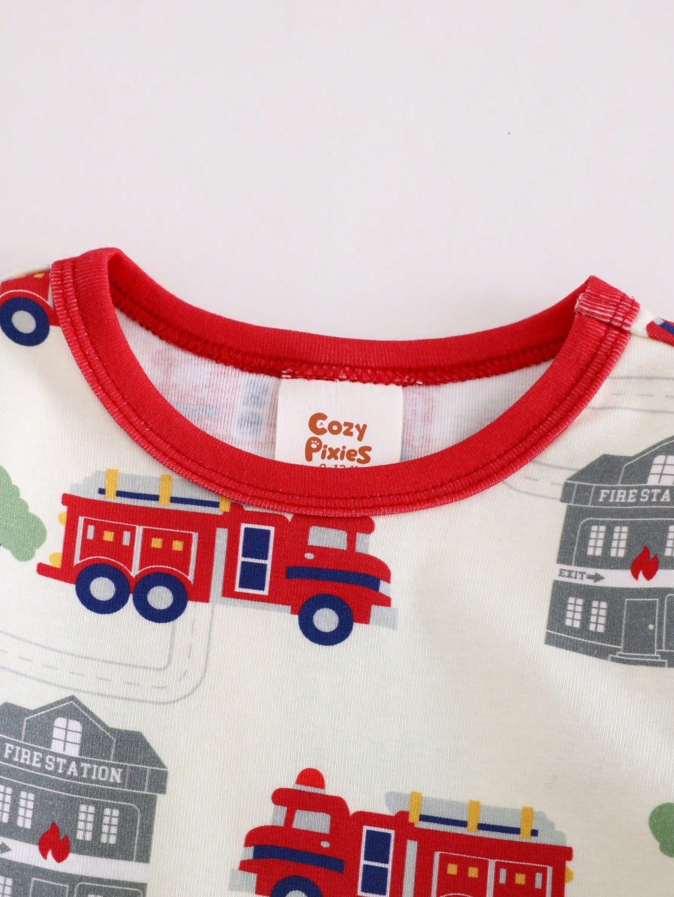 Cozy Pixies Baby Boy Cartoon Cars Print Colorblock Knit Soft Crew Neck Long Sleeve Top & Elastic Waist Long Pants Snug Fit 2 Pieces Pajamas