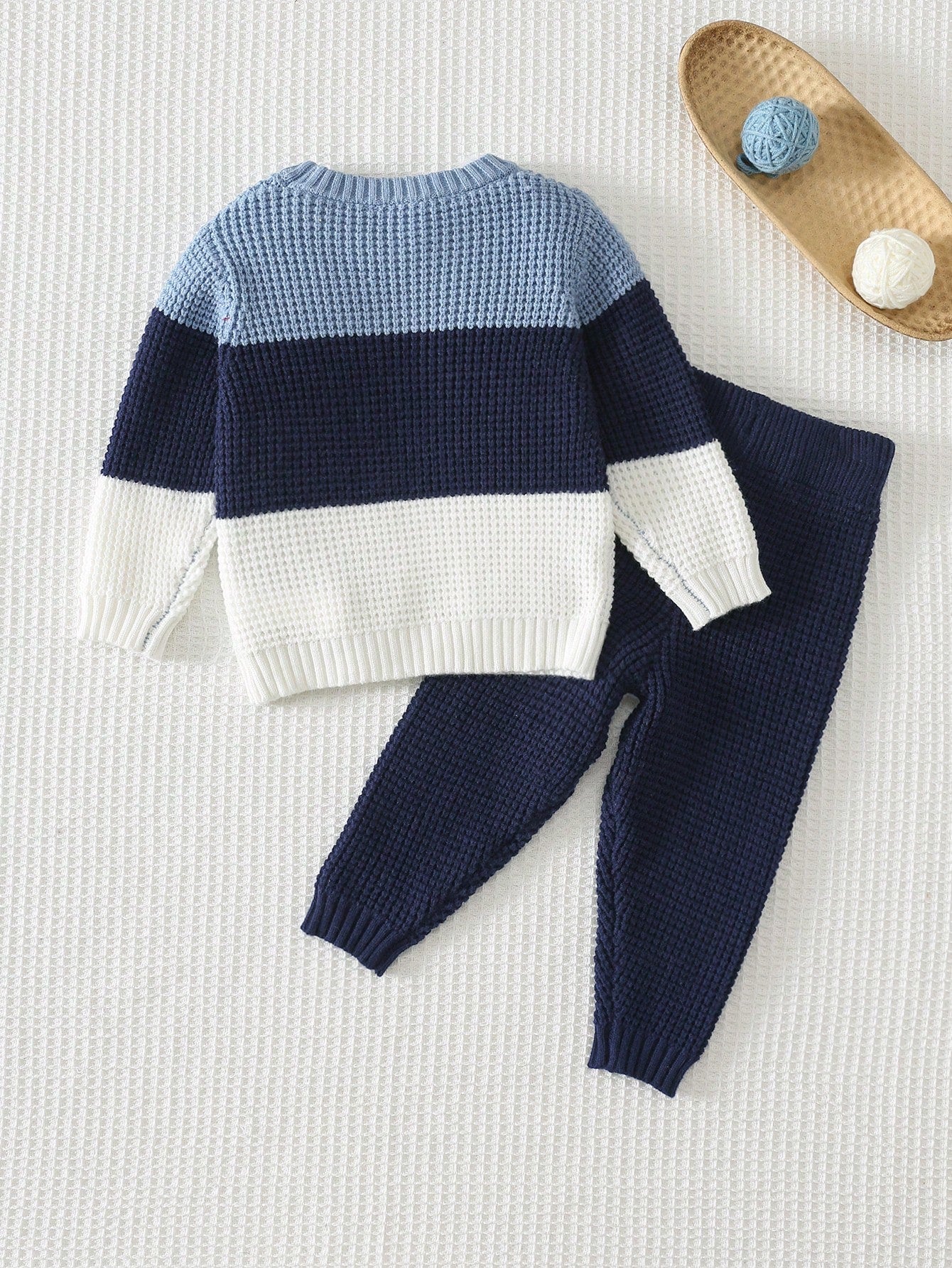 Cozy Pixies Baby Boy Color Knit Soft Crew Neck Long Sleeve Pullover Sweater And Elastic Waist Long Autumn Winter Pants 2 Pieces Set, Versatile And Comfortable