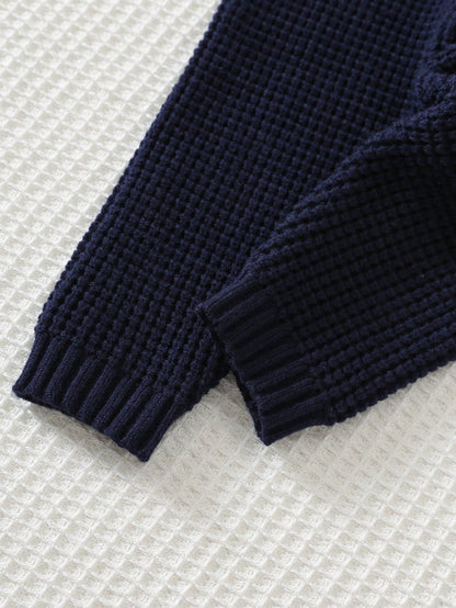 Cozy Pixies Baby Boy Color Knit Soft Crew Neck Long Sleeve Pullover Sweater And Elastic Waist Long Autumn Winter Pants 2 Pieces Set, Versatile And Comfortable