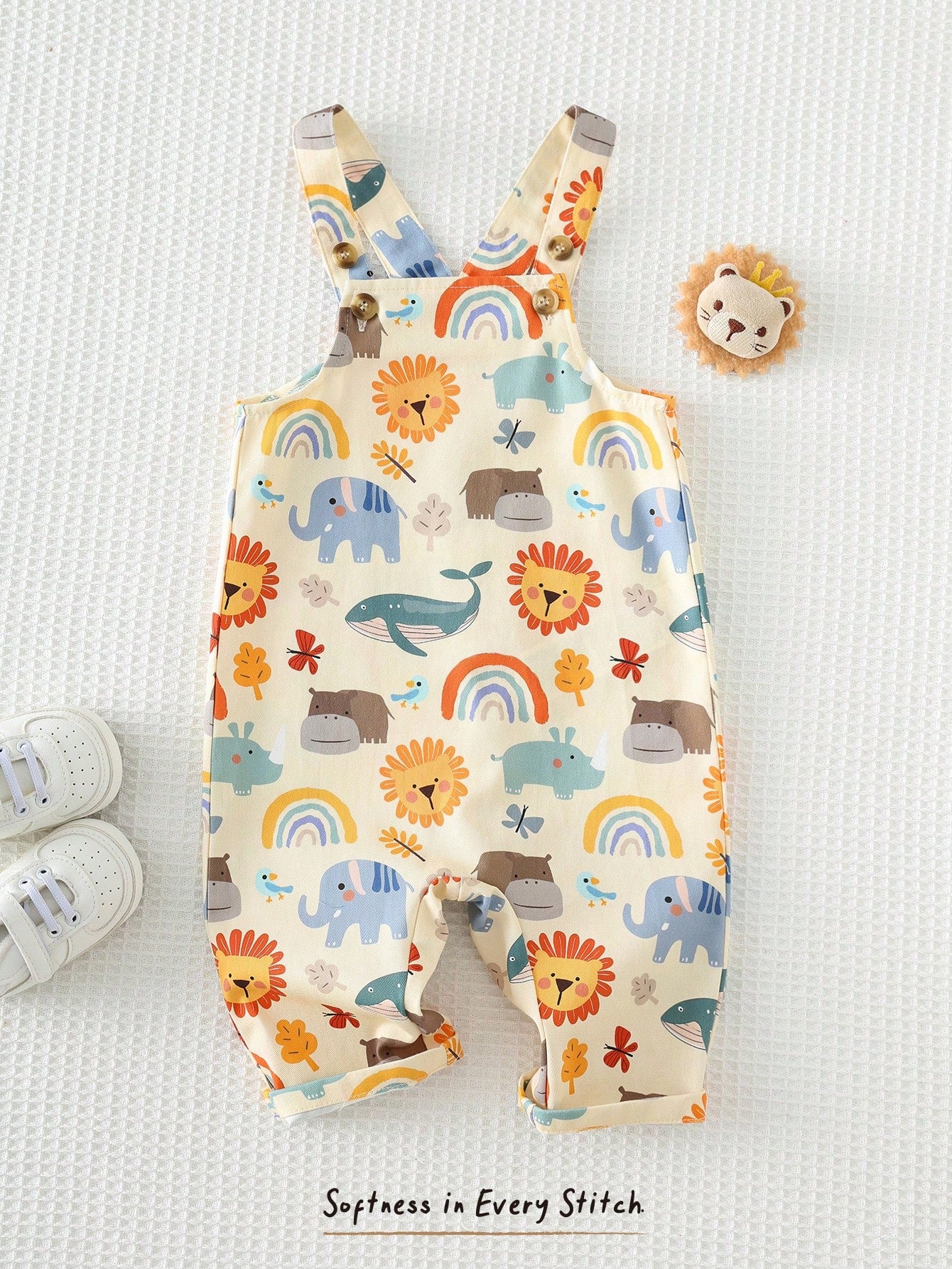 Cozy Pixies Baby Boy Floral Graphic Bib Jumpsuit Casual Versatile Set