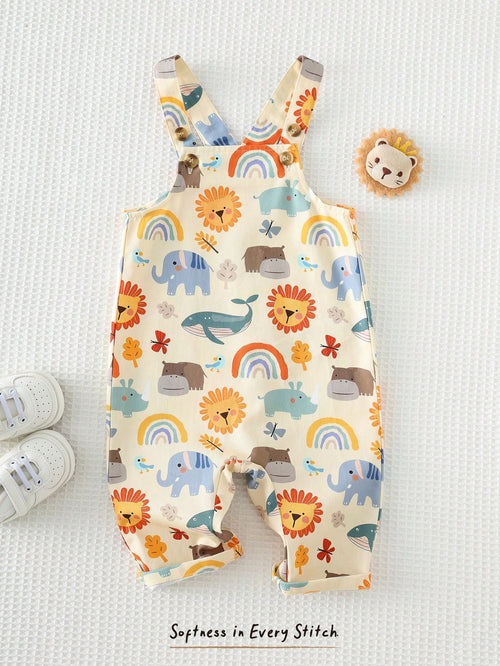 Cozy Pixies Baby Boy Floral Graphic Bib Jumpsuit Casual Versatile Set
