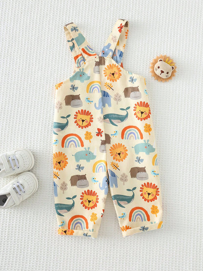 Cozy Pixies Baby Boy Floral Graphic Bib Jumpsuit Casual Versatile Set