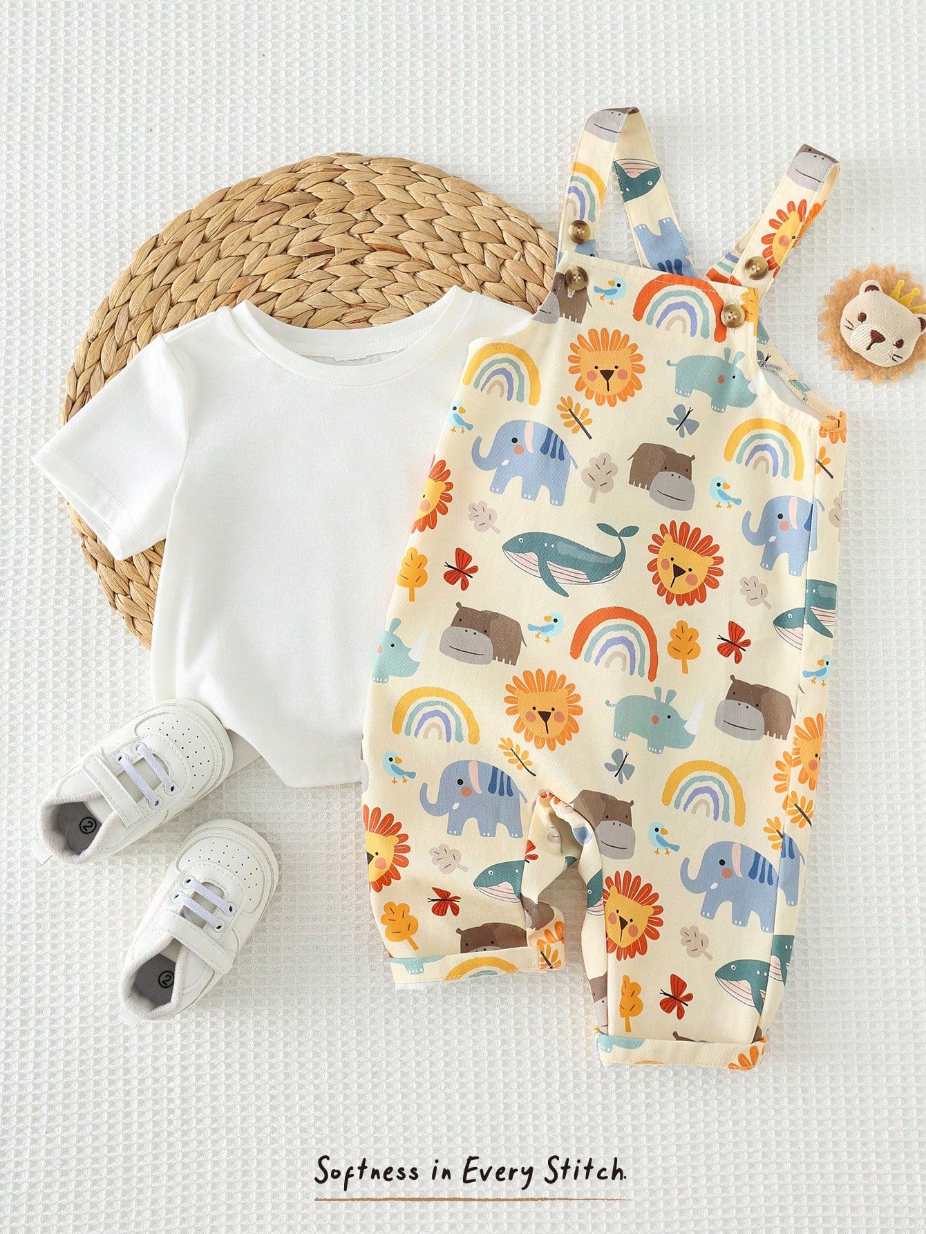 Cozy Pixies Baby Boy Floral Graphic Bib Jumpsuit Casual Versatile Set