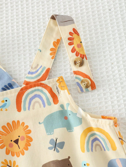 Cozy Pixies Baby Boy Floral Graphic Bib Jumpsuit Casual Versatile Set
