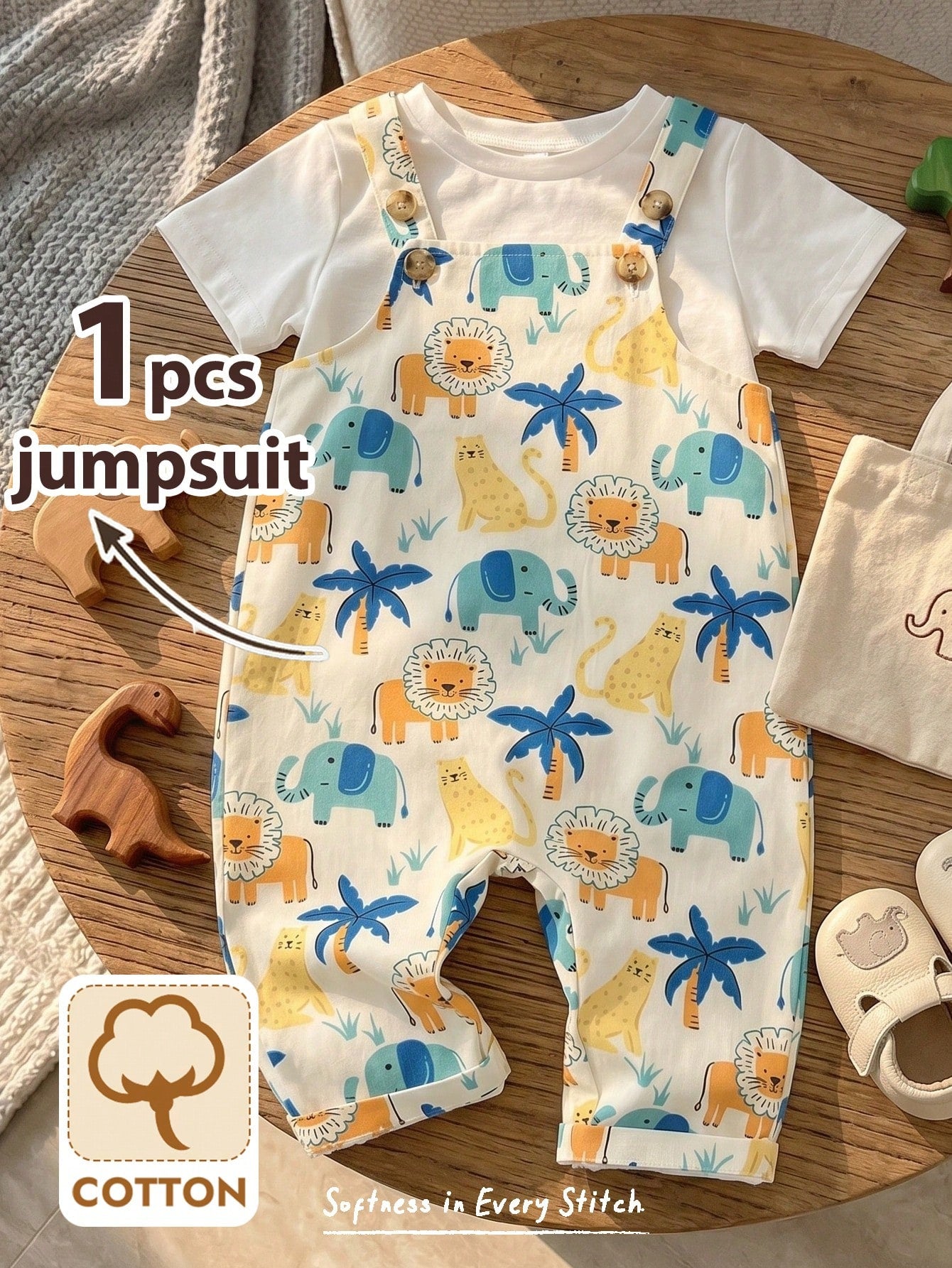 Cozy Pixies Baby Boy Floral Graphic Bib Jumpsuit Casual Versatile Set