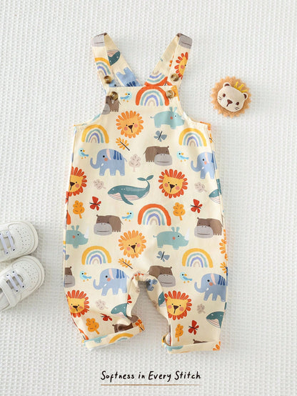 Cozy Pixies Baby Boy Floral Graphic Bib Jumpsuit Casual Versatile Set