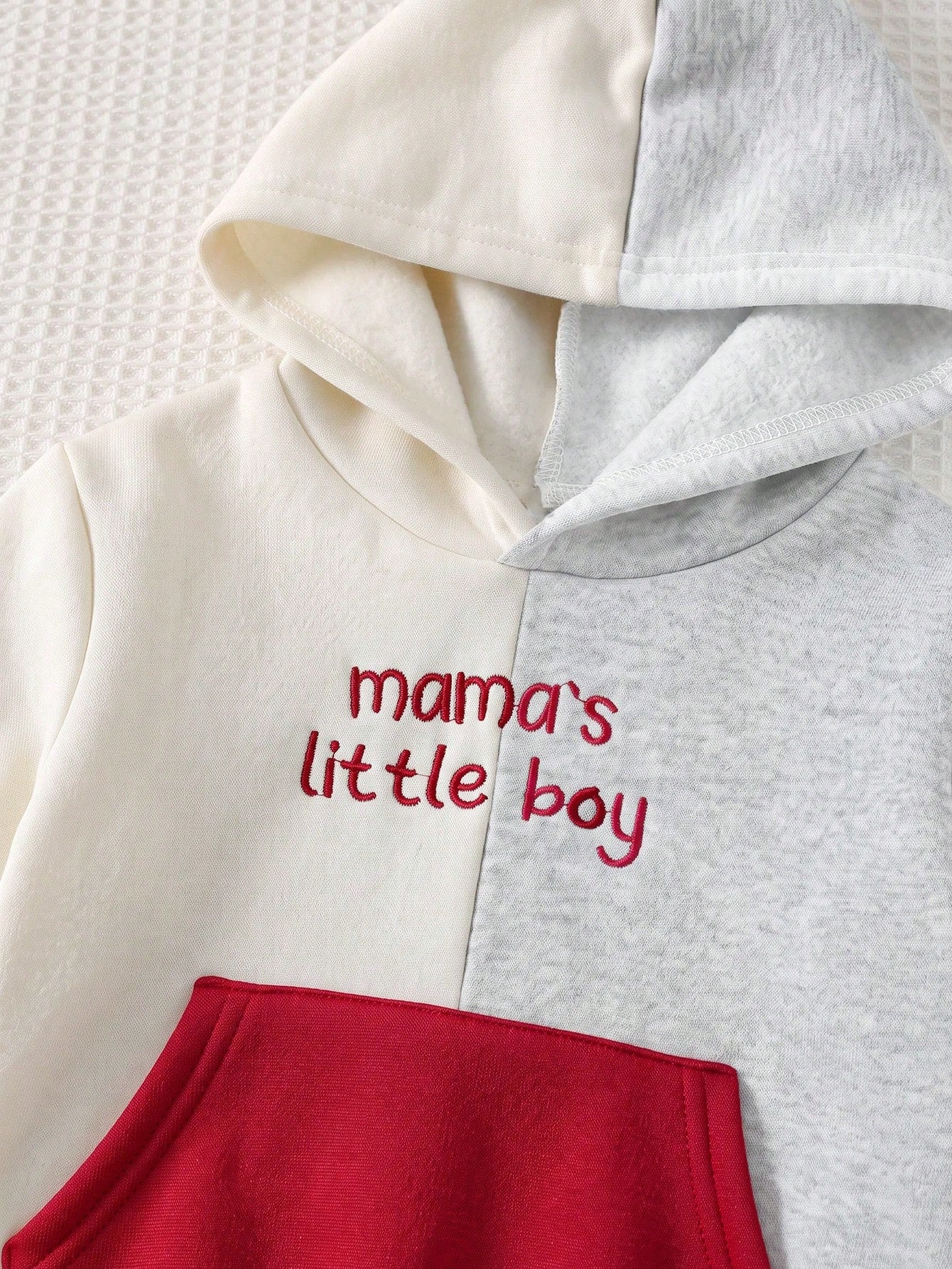 Cozy Pixies Baby Boy Letter Pattern Colorblock Hooded Long Sleeve Pullover Sweatshirt And Elastic Waist Long Autumn Winter Pants 2-Piece Set
