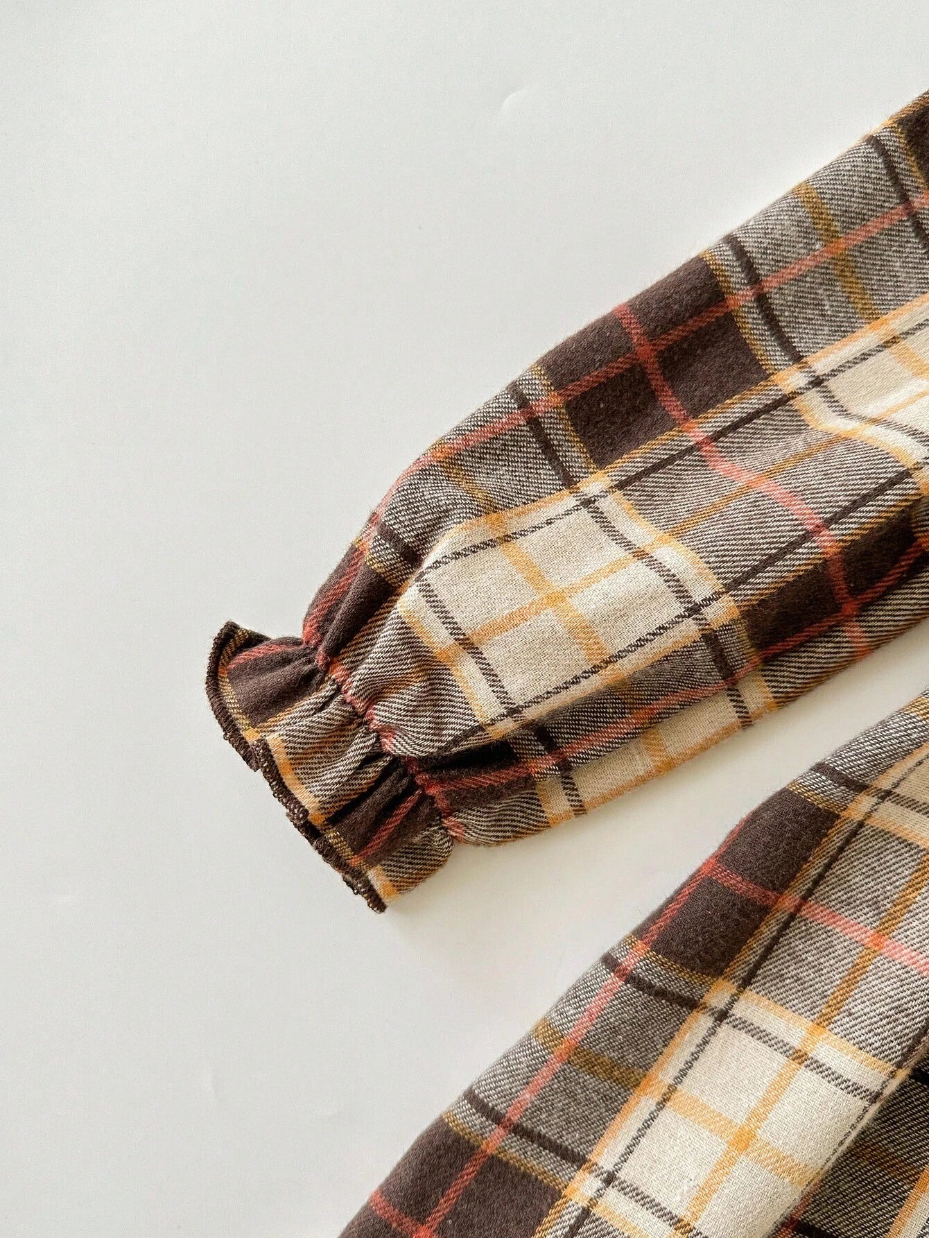 Cozy Pixies Baby Girl Colorful Plaid Contrast Round Neck Long Sleeve Waist Cinched Dress, Versatile & Comfortable Baby Vintage Dress Brown Toddler Dresses