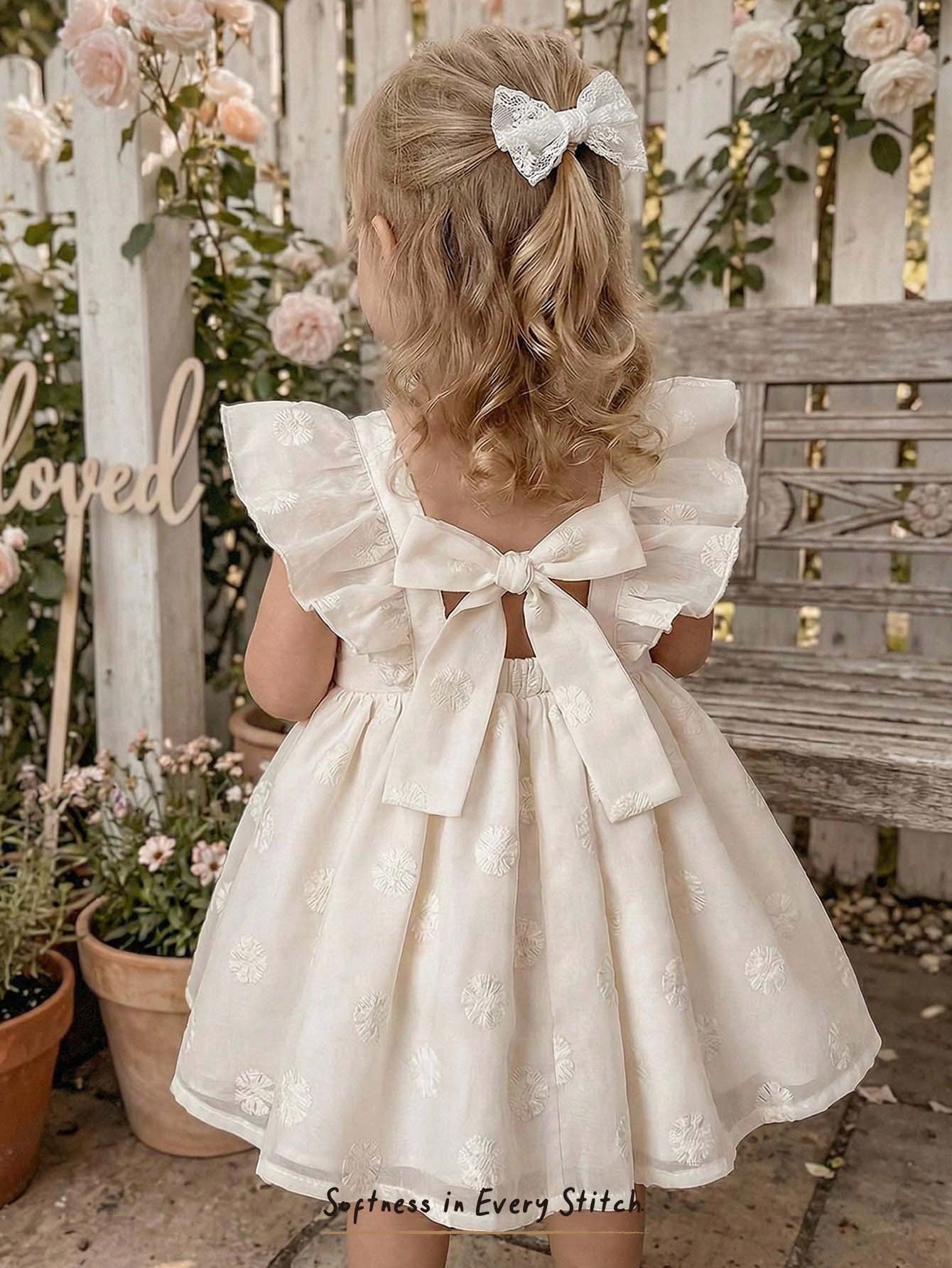 Cozy Pixies Baby Girl Red And White Checkered Summer Cute Flower Girl Floral Pattern, Contrast Color Big Bow Round Neck Cap Sleeve Cinched Waist Casual Dress, Resort