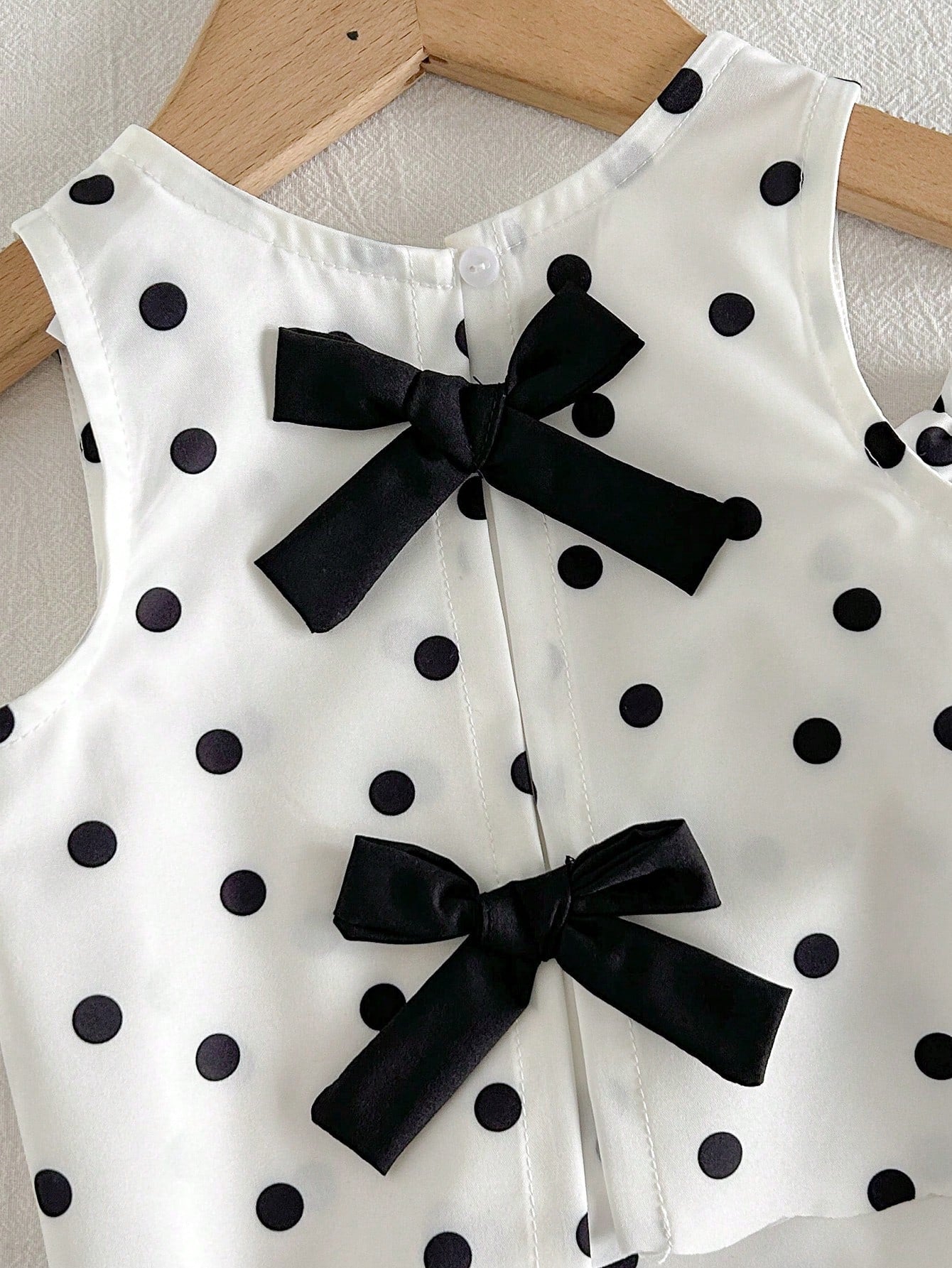 Cozy Pixies Baby Girl Summer Polka Dot Print Bow Decor Tank Top And Pants Set