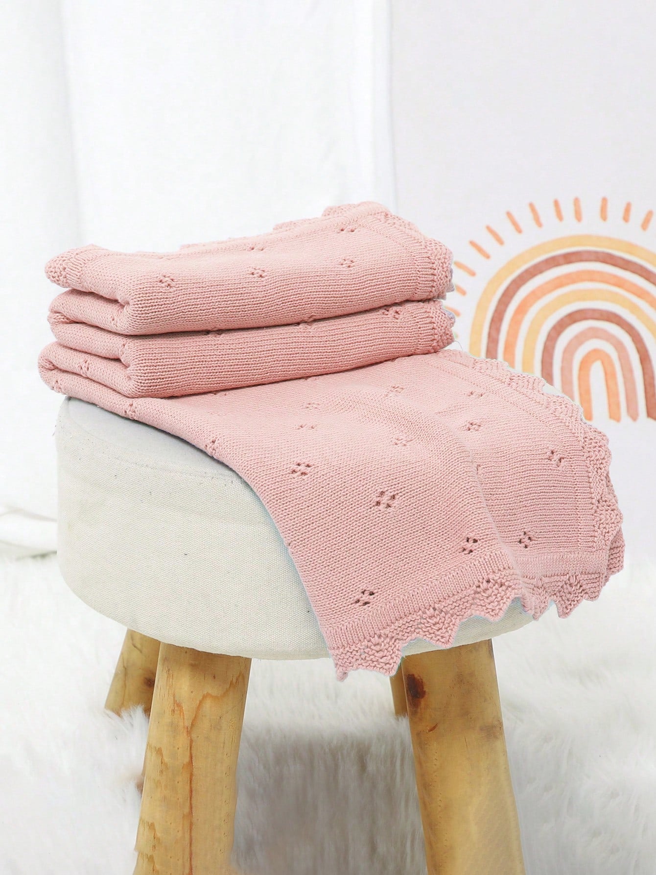 Cozy Pixies Baby Lace Knitted Swaddle Blanket Love Valentine