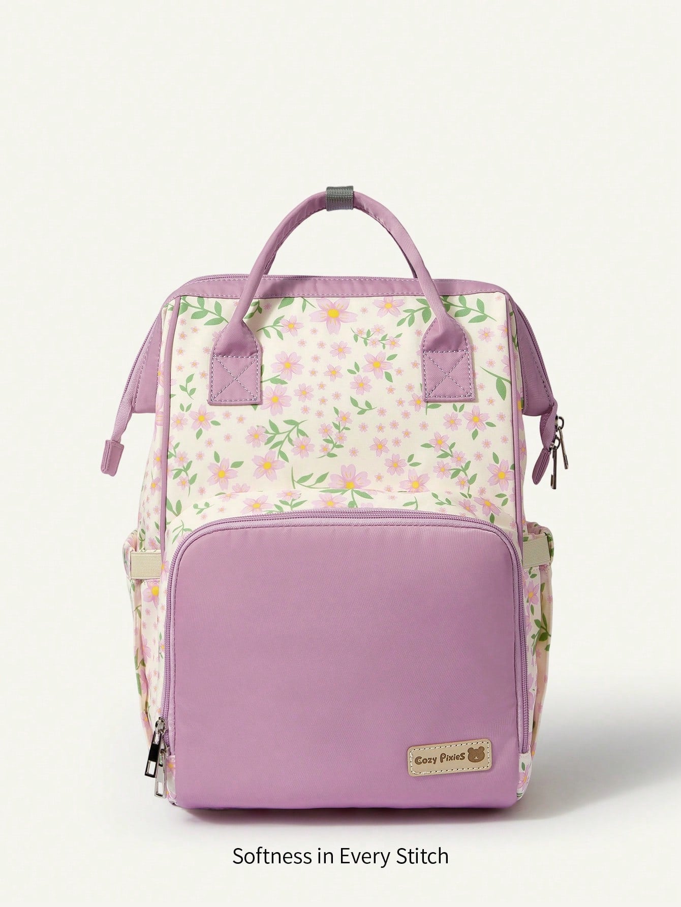 Cozy Pixies Floral Pattern, New Mommy Bag, Large-Capacity Casual Backpack, Multi-Functional Storage, Mother And Baby Bag, Outgoing Travel Storage, Mother Bag, Pregnant Mother Waiting For Delivery, Sto