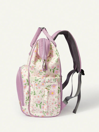 Cozy Pixies Floral Pattern, New Mommy Bag, Large-Capacity Casual Backpack, Multi-Functional Storage, Mother And Baby Bag, Outgoing Travel Storage, Mother Bag, Pregnant Mother Waiting For Delivery, Sto