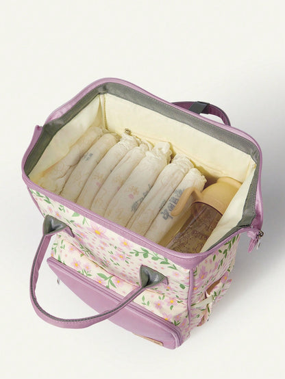 Cozy Pixies Floral Pattern, New Mommy Bag, Large-Capacity Casual Backpack, Multi-Functional Storage, Mother And Baby Bag, Outgoing Travel Storage, Mother Bag, Pregnant Mother Waiting For Delivery, Sto