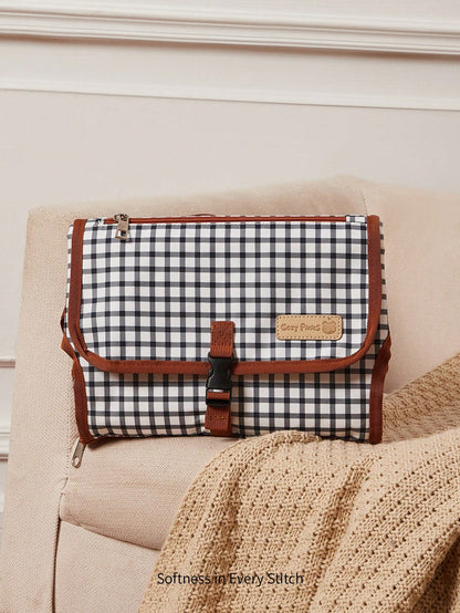 Cozy Pixies New Plaid Portable Waterproof Baby Changing Pad, Outdoor Multi-Functional Diaper Changing Mat, Foldable Mommy Bag Accessory