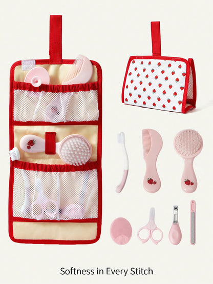 Cozy Pixies Strawberry Portable Grooming Tool Kit, 8pcs Baby Nail Care Set