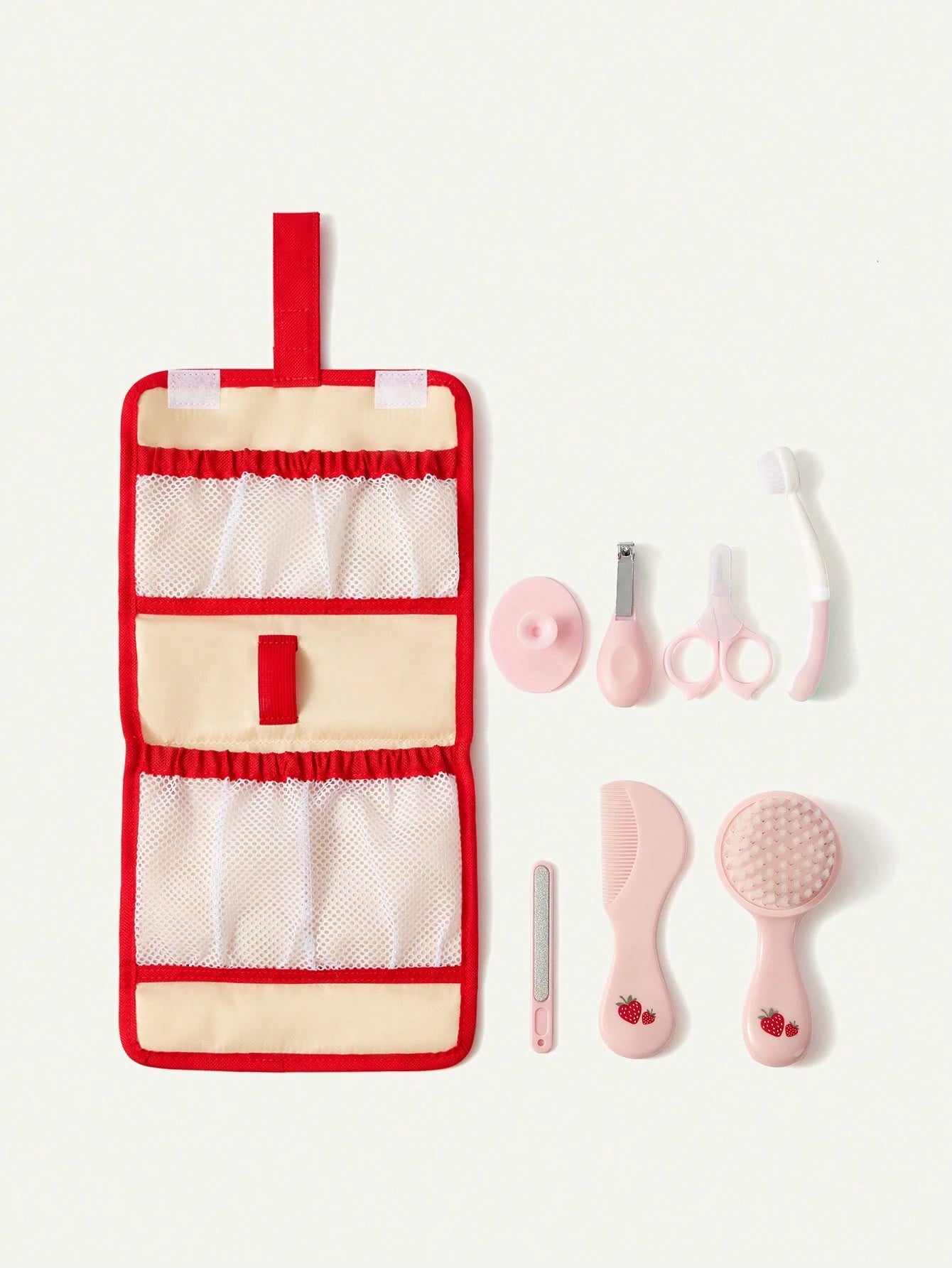 Cozy Pixies Strawberry Portable Grooming Tool Kit, 8pcs Baby Nail Care Set