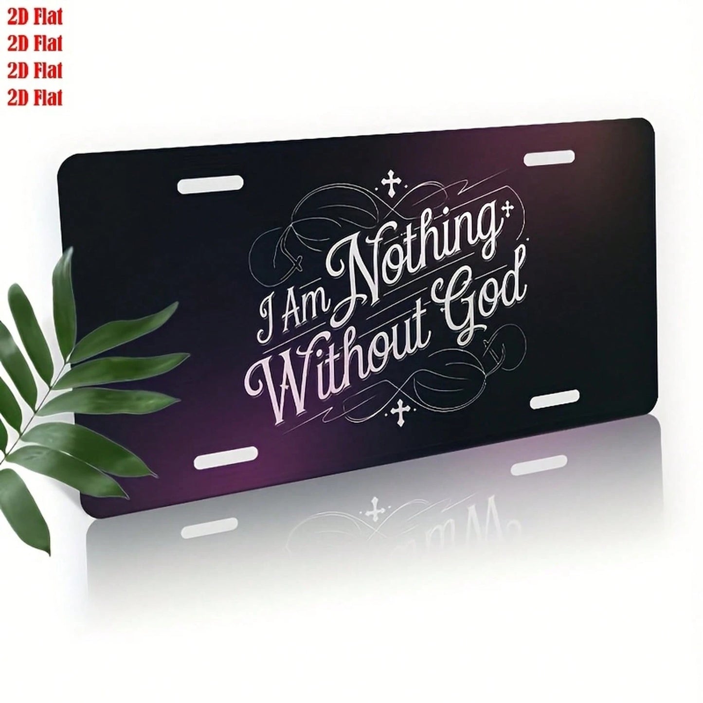 CP License Plate Cover And Frame I AM NOTHING WITHOUT GOD With Cross, Used To Decorate The Front Waterproof Decorative Iron License Plate Cover And Frame, Unisex 12X6
